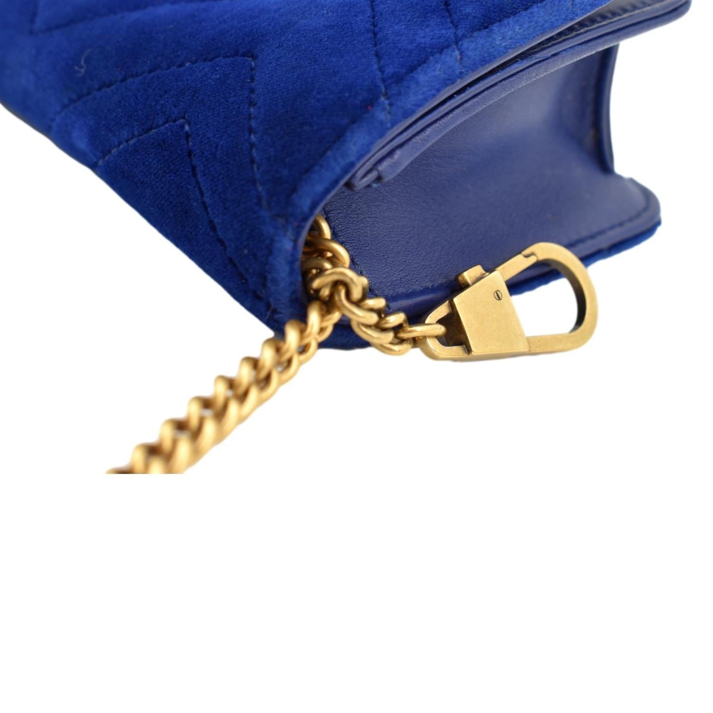 GUCCI Marmont GG Mini Velvet Matelasse Crossbody Bag Blue 488426