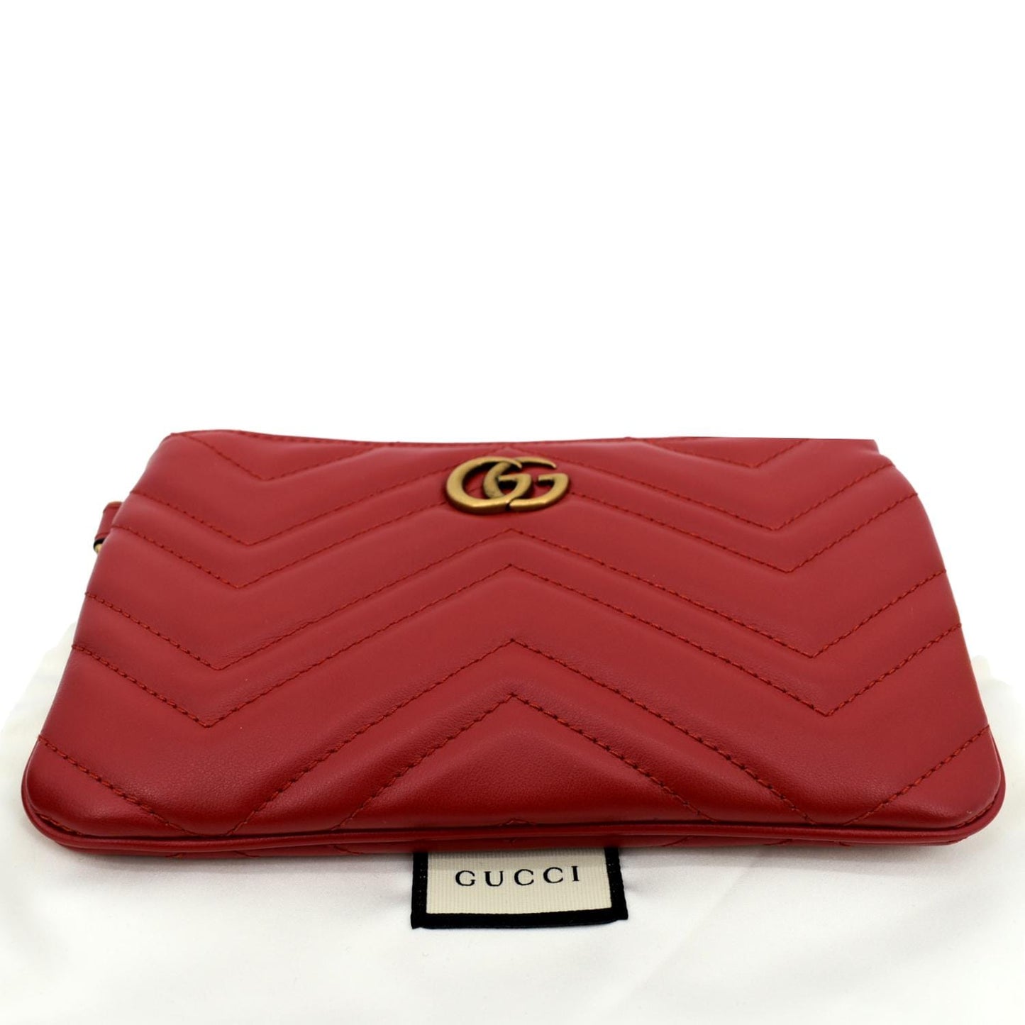 GUCCI GG Marmont Calfskin Wristlet Wallet Red 598598