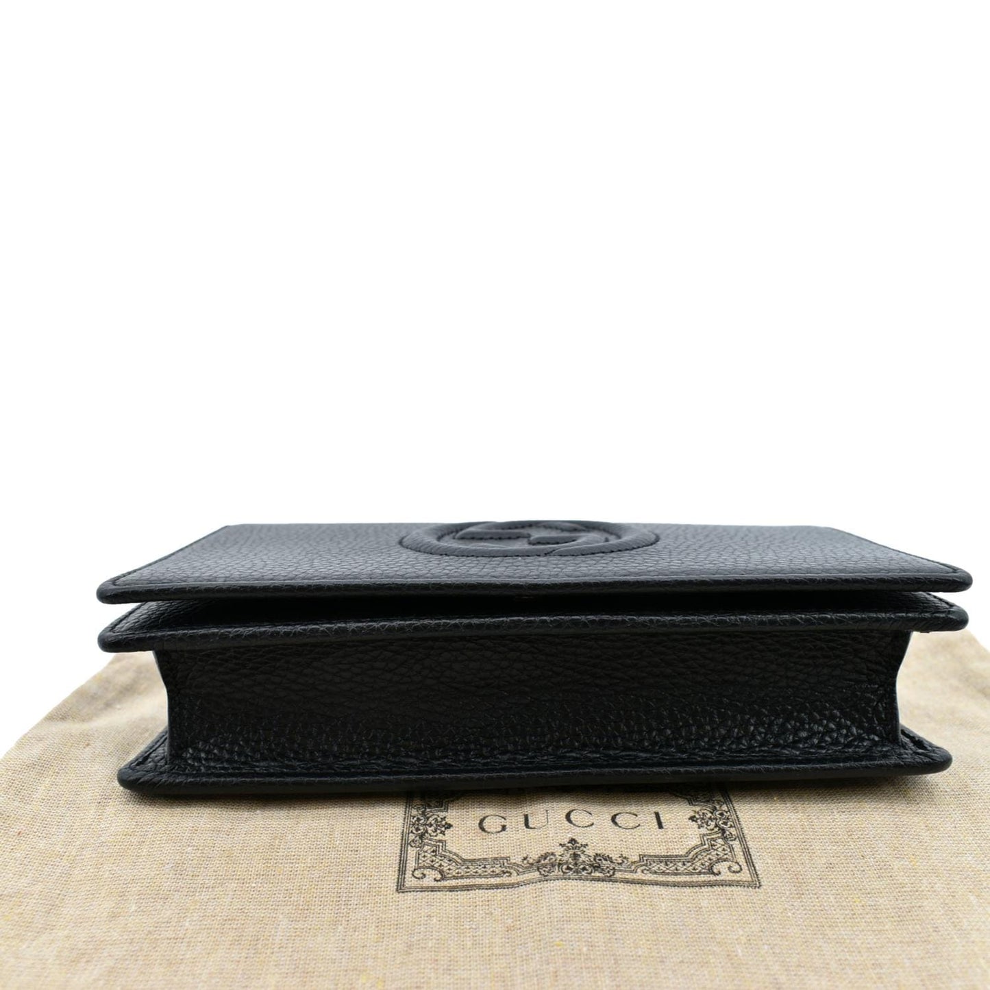 GUCCI Soho Leather Wallet On Chain Crossbody Bag Black 598211