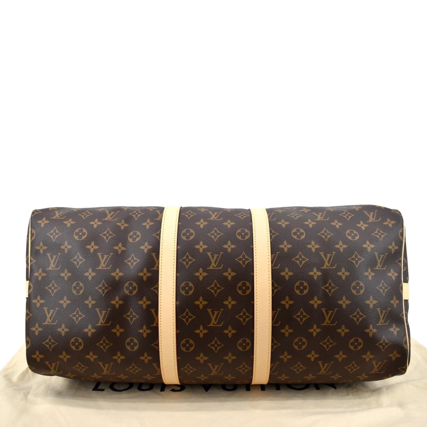 LOUIS VUITTON Keepall Bandouliere 55 Monogram Canvas Travel Bag Brown