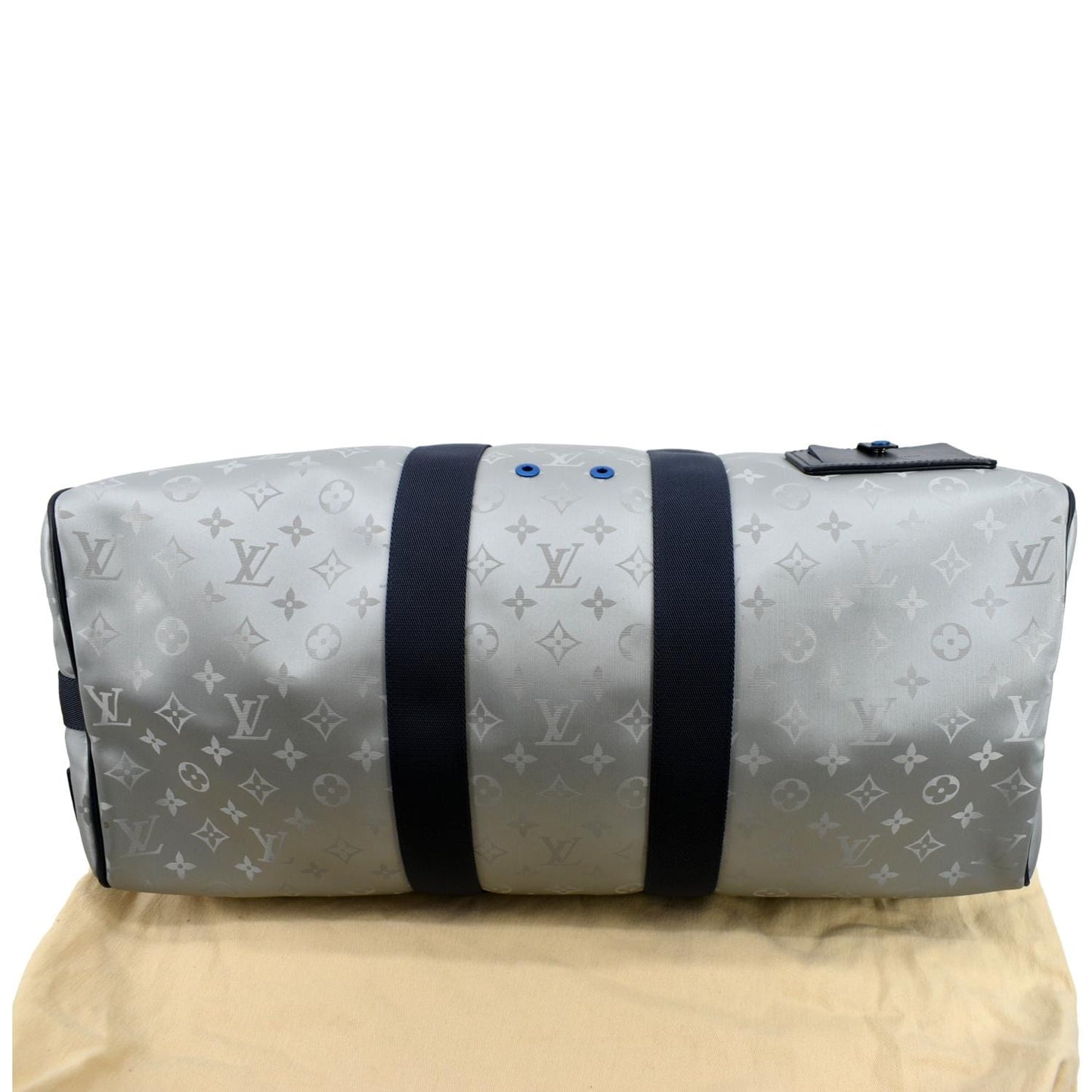 LOUIS VUITTON Satellite Keepall Bandouliere 50 Monogram Travel Bag Silver