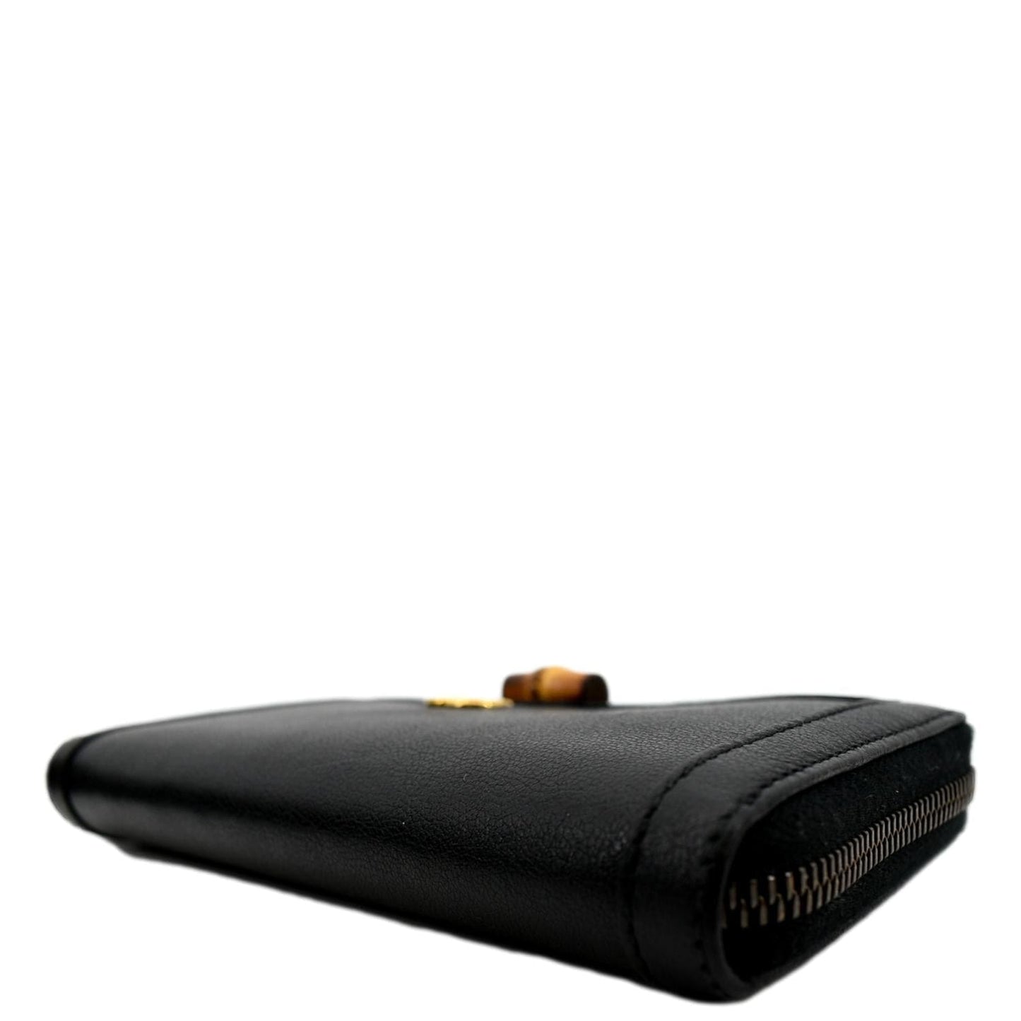 GUCCI Diana Continental Zip Around Leather Wallet Black 658634