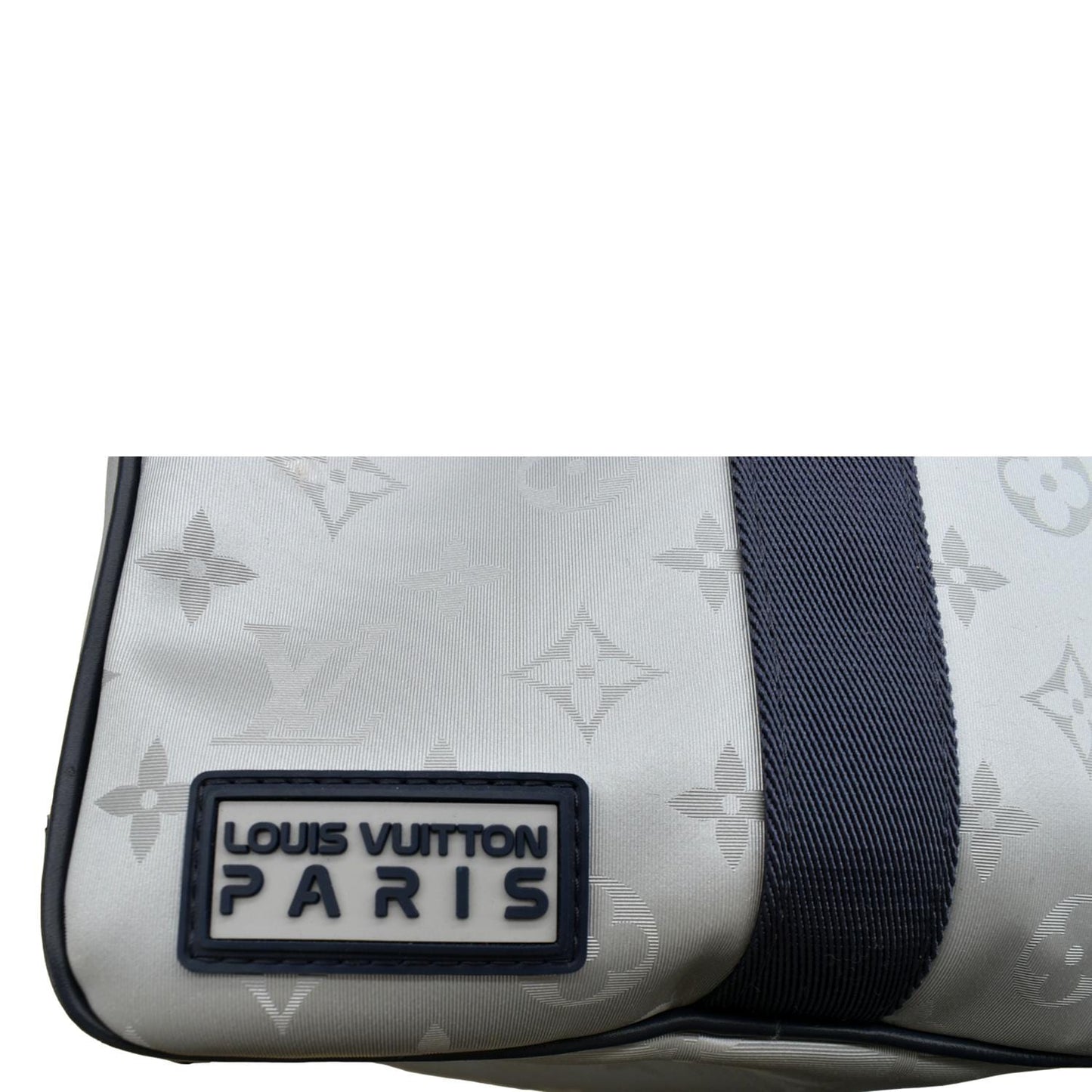 LOUIS VUITTON Satellite Keepall Bandouliere 50 Monogram Travel Bag Silver