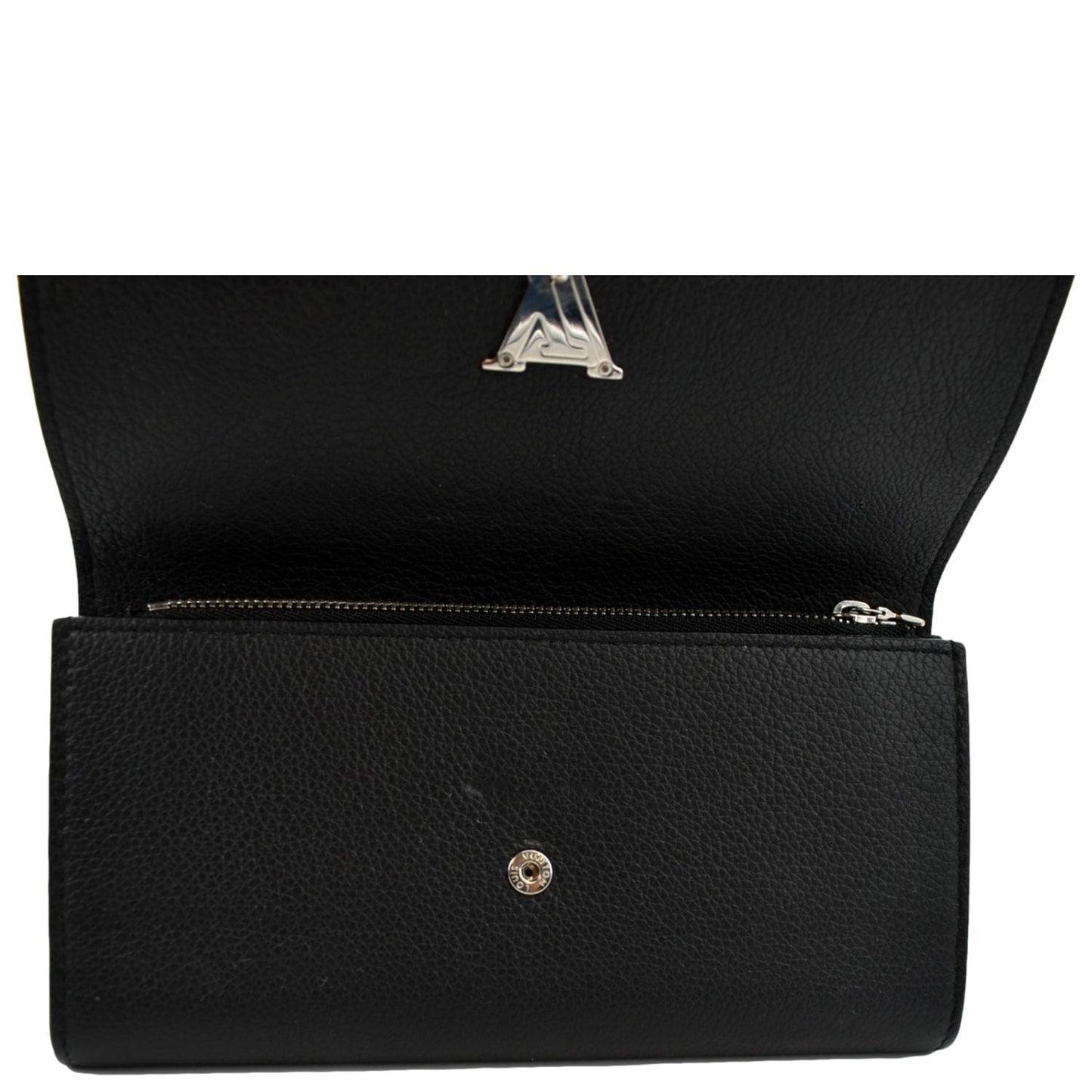 LOUIS VUITTON Lockme II Calfskin Leather Wallet Black