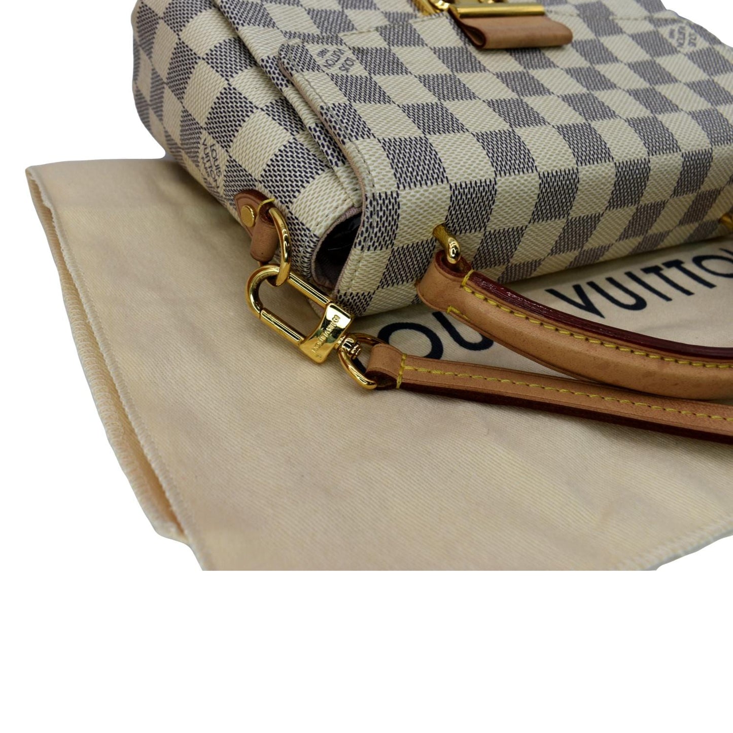 LOUIS VUITTON Croisette Damier Azur Satchel Crossbody Bag White