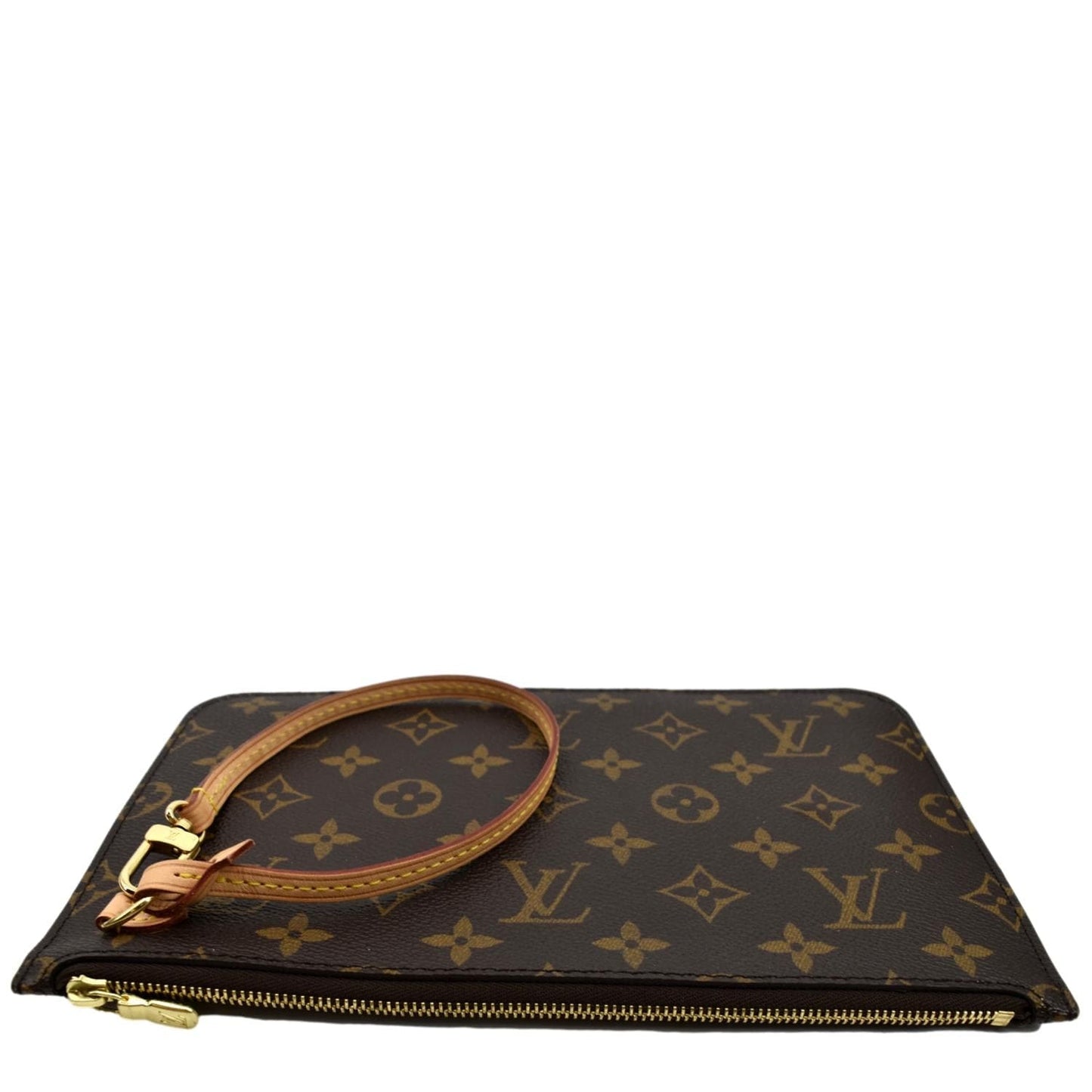 LOUIS VUITTON  Neverfull Monogram Canvas Pochette Wristlet Pouch Brown