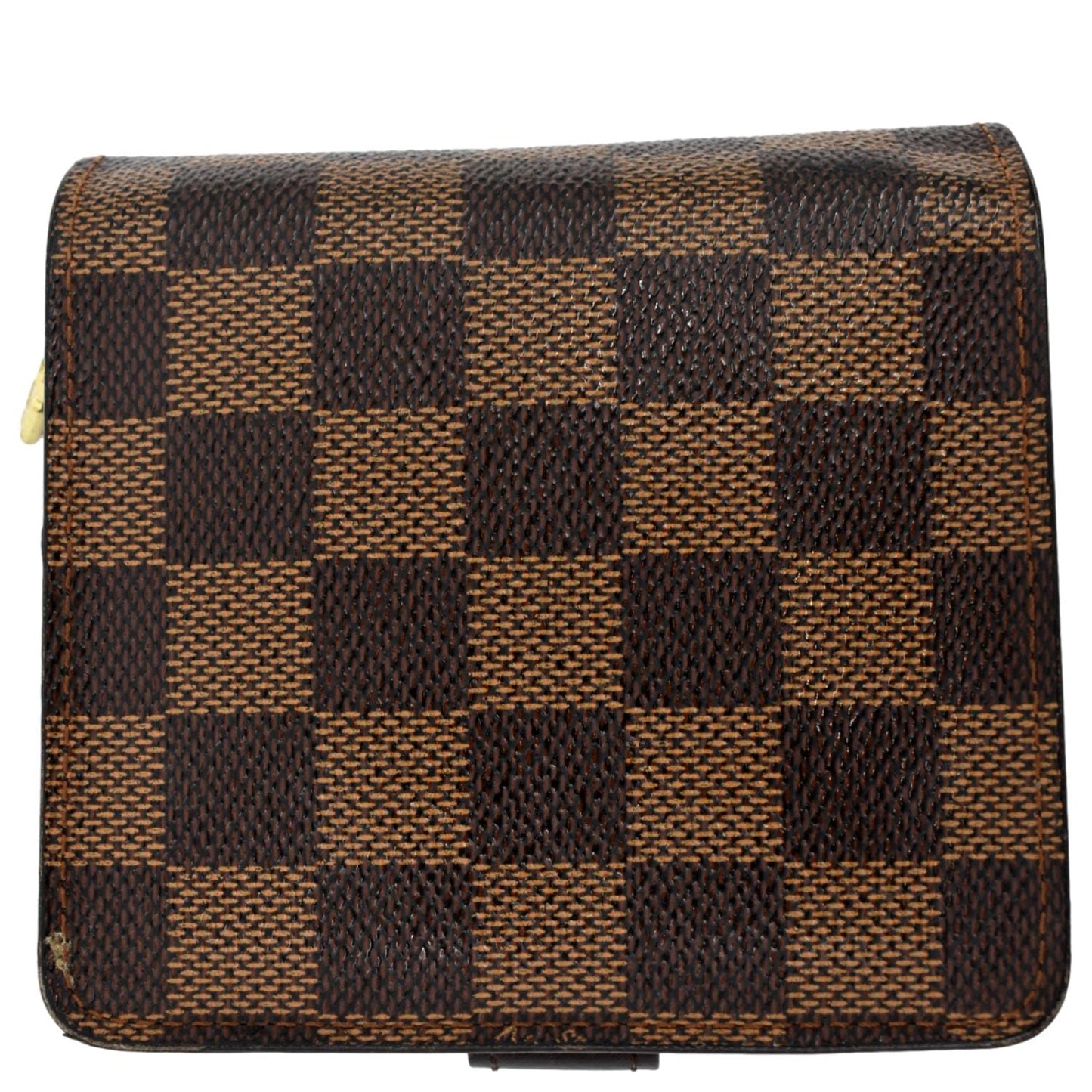 LOUIS VUITTON Bifold Compact Zip Damier Ebene Wallet Brown