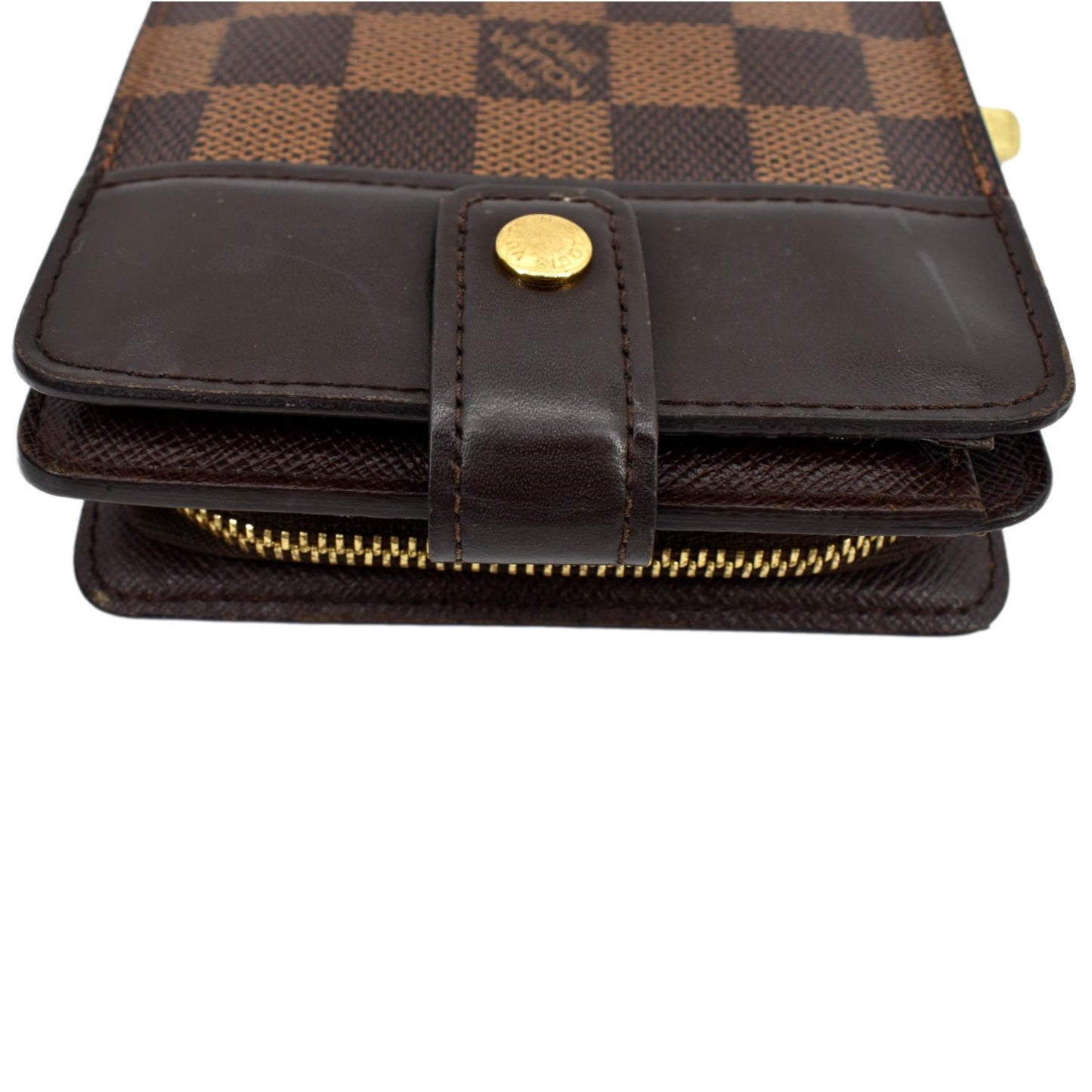 LOUIS VUITTON Bifold Compact Zip Damier Ebene Wallet Brown