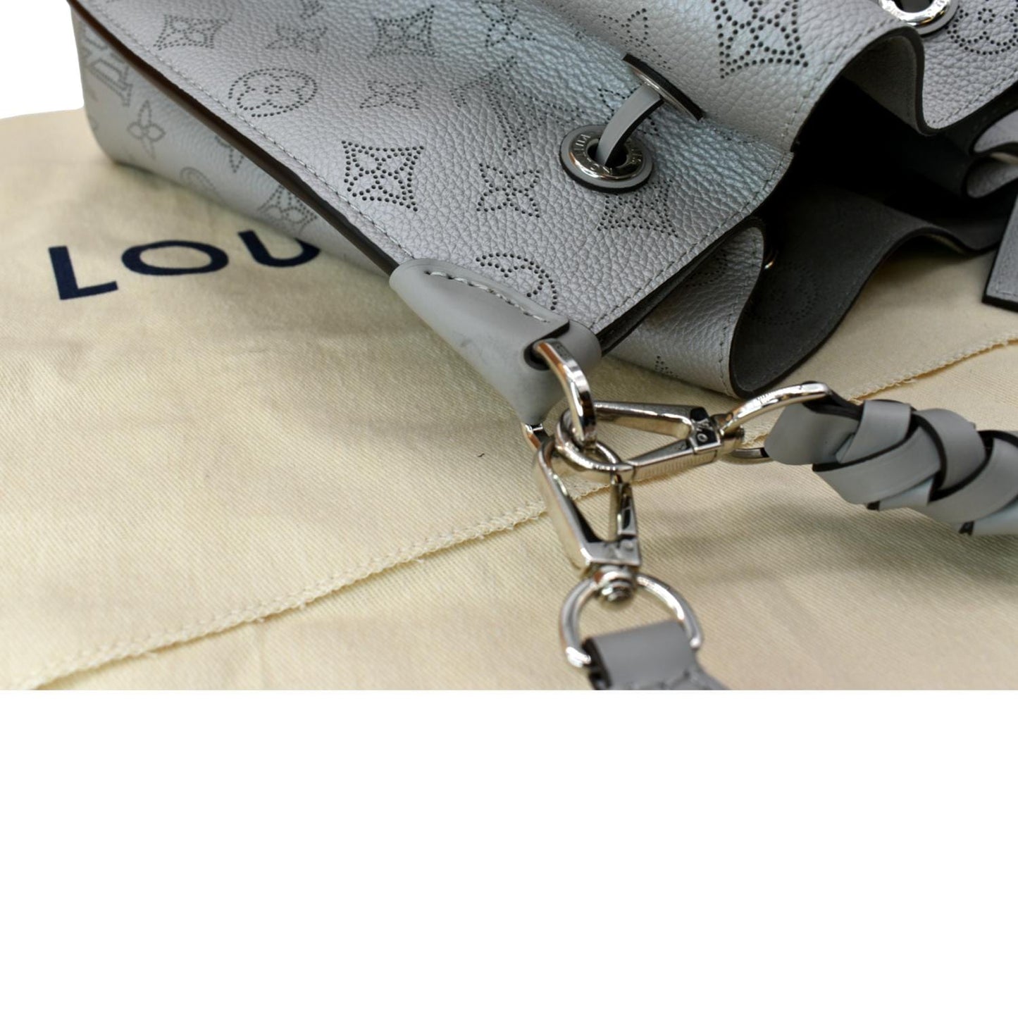 LOUIS VUITTON Muria Mahina Perforated Leather Crossbody Bag Vert