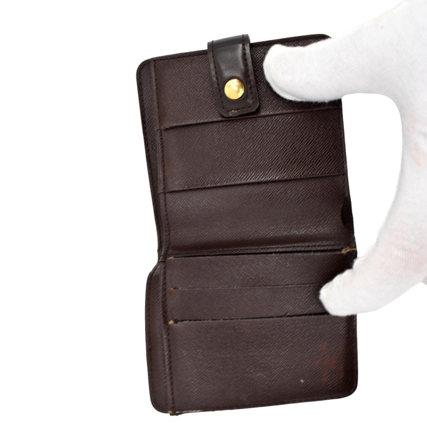LOUIS VUITTON Bifold Compact Zip Damier Ebene Wallet Brown