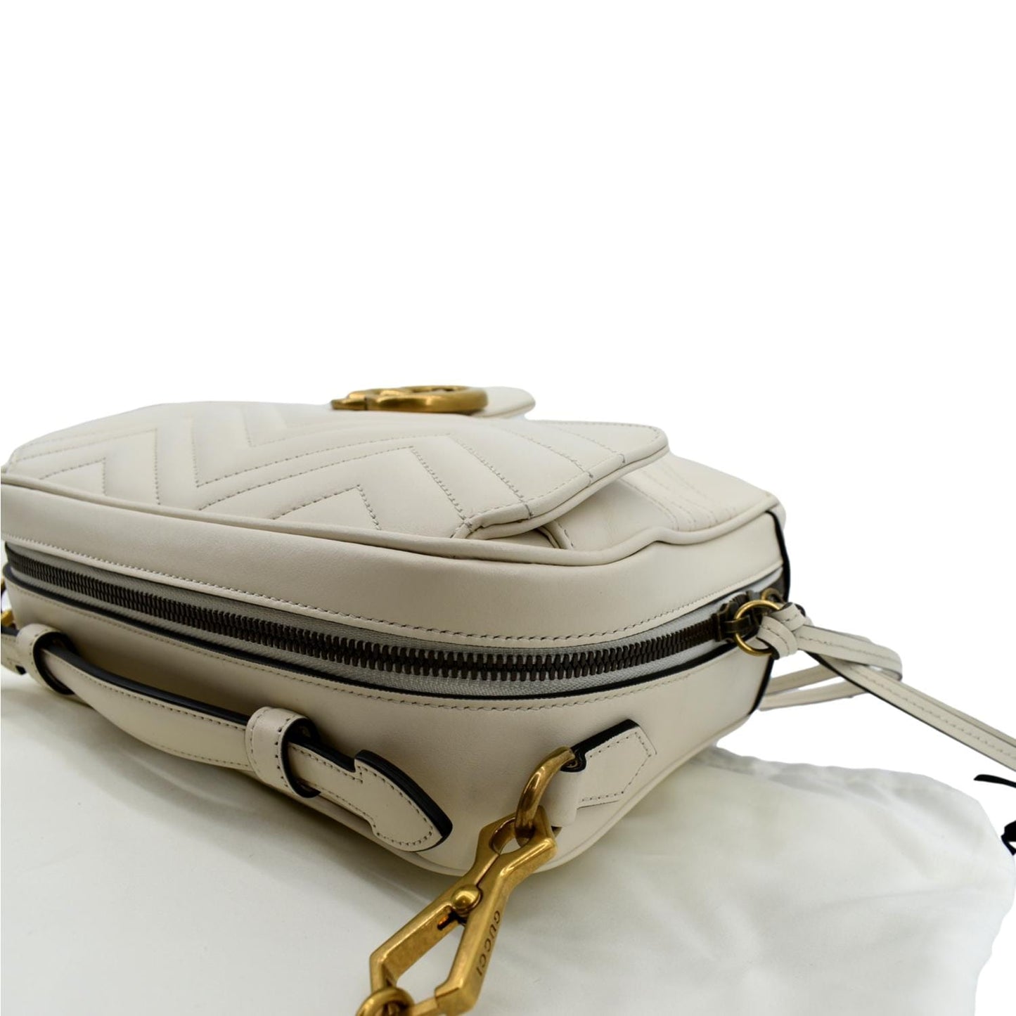GUCCI Marmont Small Matelasse Leather Top Handle Shoulder Bag White 498100  - Hot Deals
