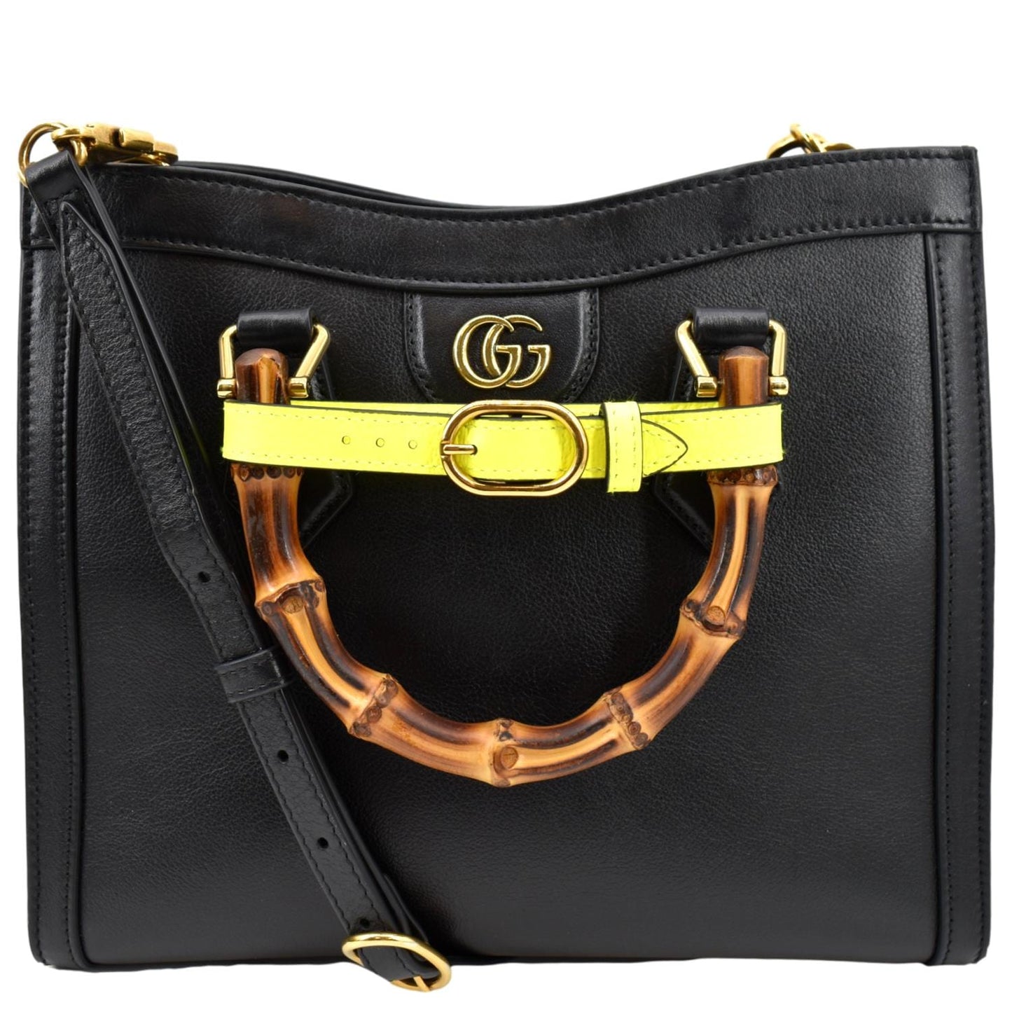 GUCCI Bamboo Diana Small Leather Tote Bag Black 660195