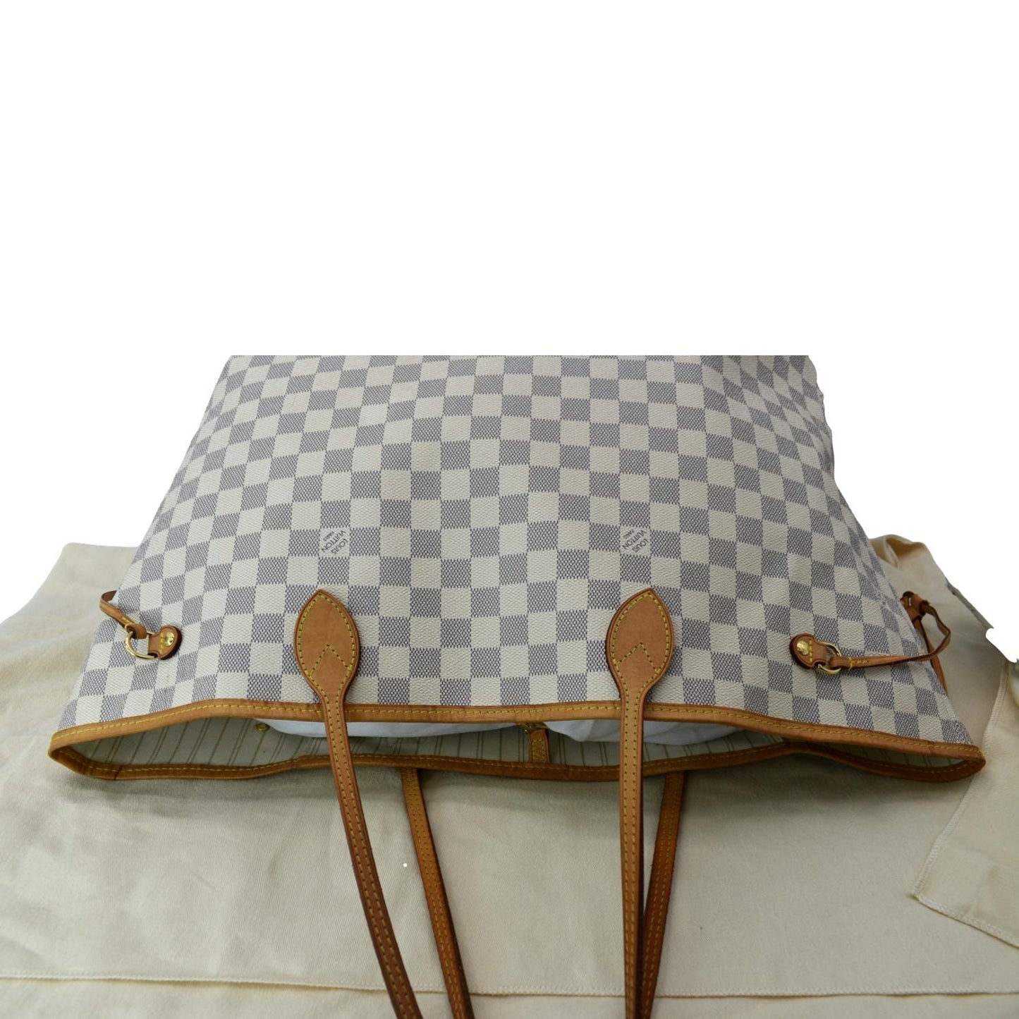 LOUIS VUITTON Neverfull GM Damier Azur Tote Shoulder Bag White