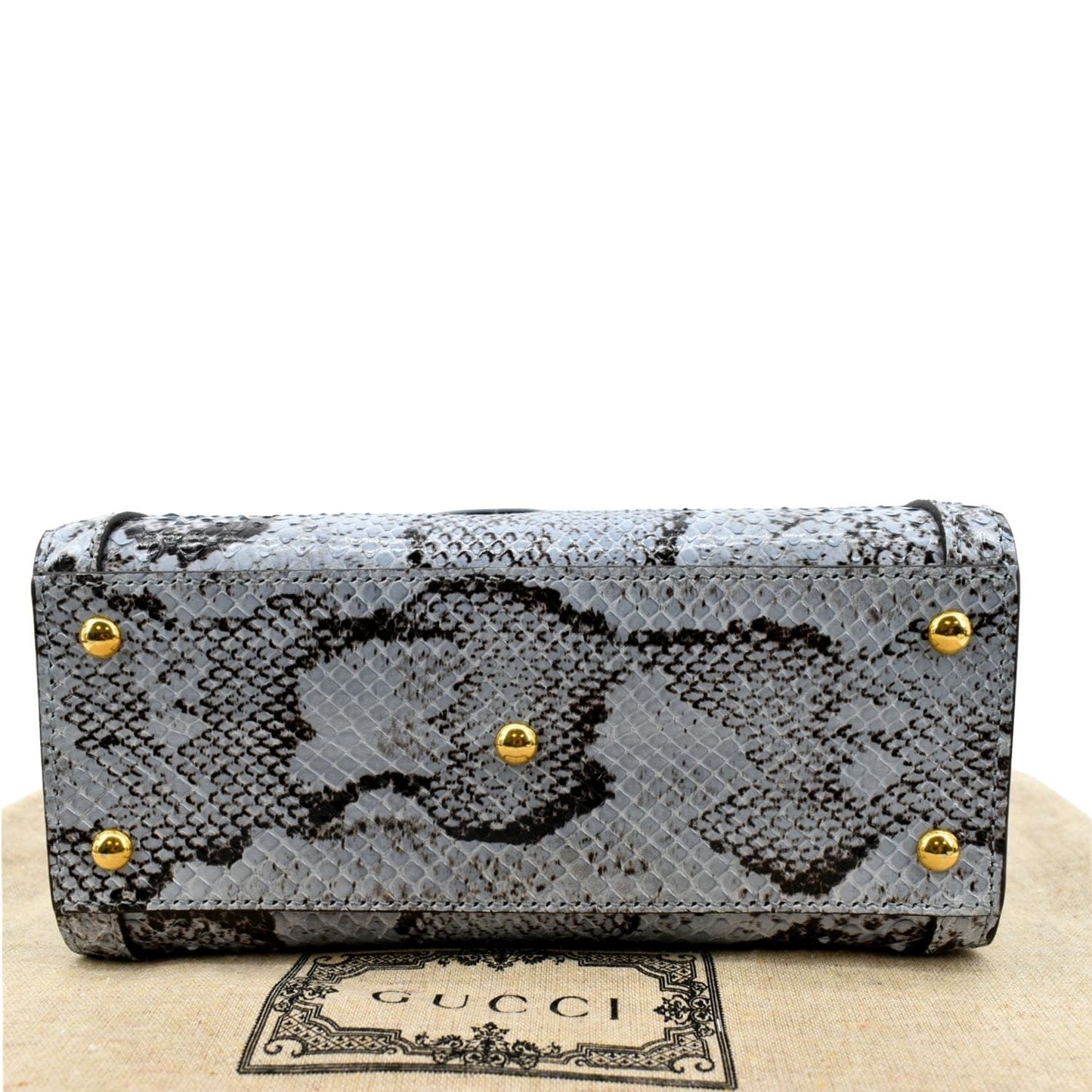 GUCCI Diana Bamboo Mini Python Leather Tote Bag Light Blue