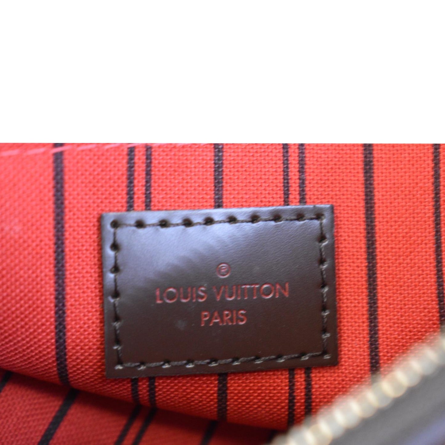 LOUIS VUITTON Neverfull Damier Ebene Pochette Wristlet Pouch Brown