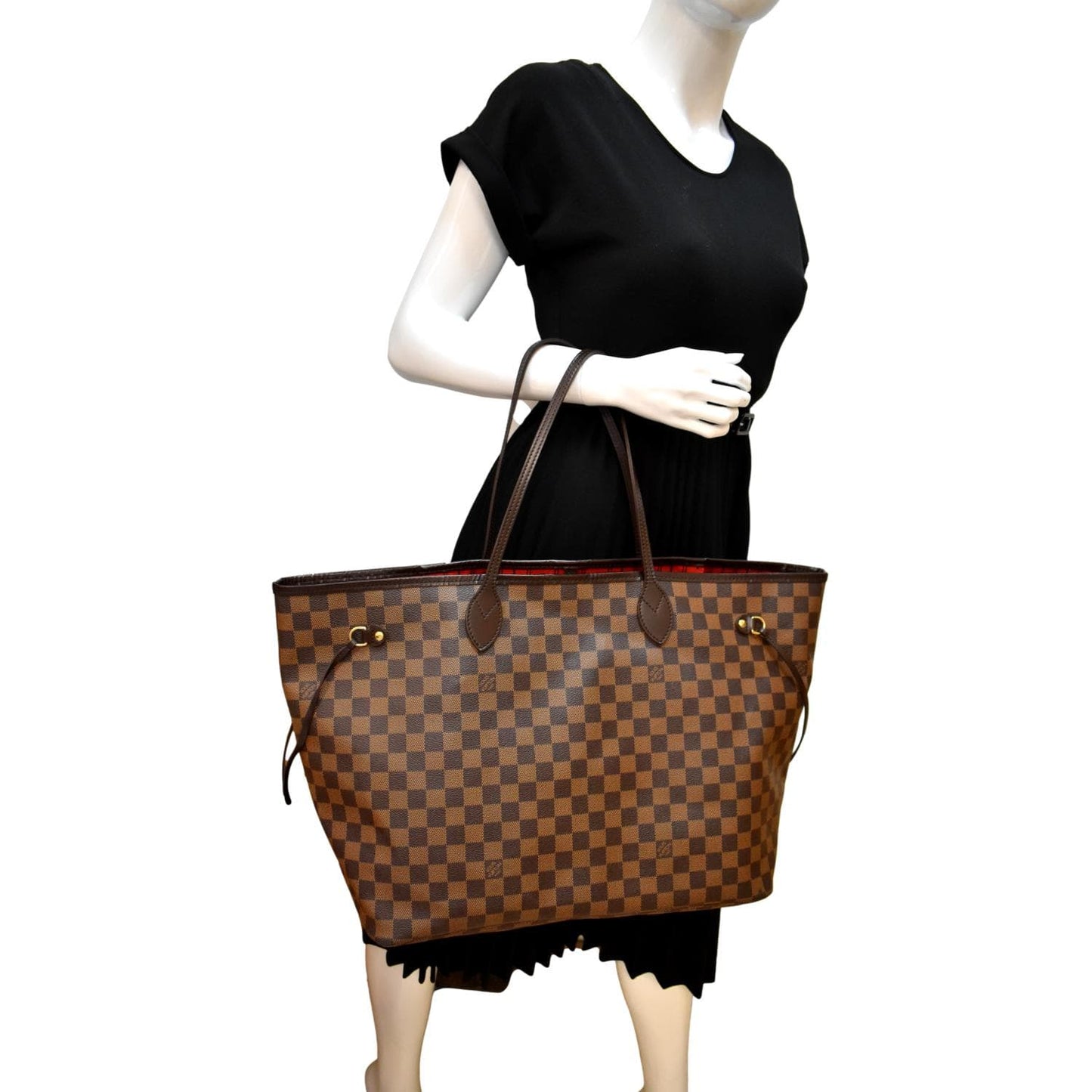LOUIS VUITTON Neverfull GM Damier Ebene Tote Shoulder Bag Brown