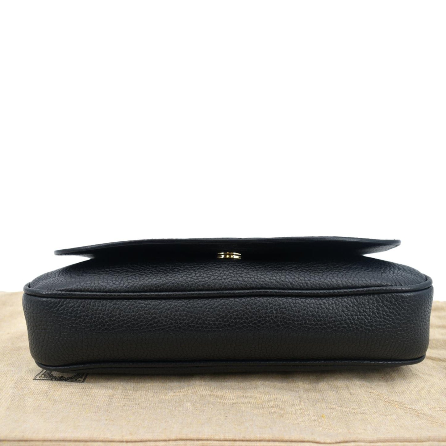 GUCCI Soho GG Flap Leather Chain Shoulder Bag Black 536224