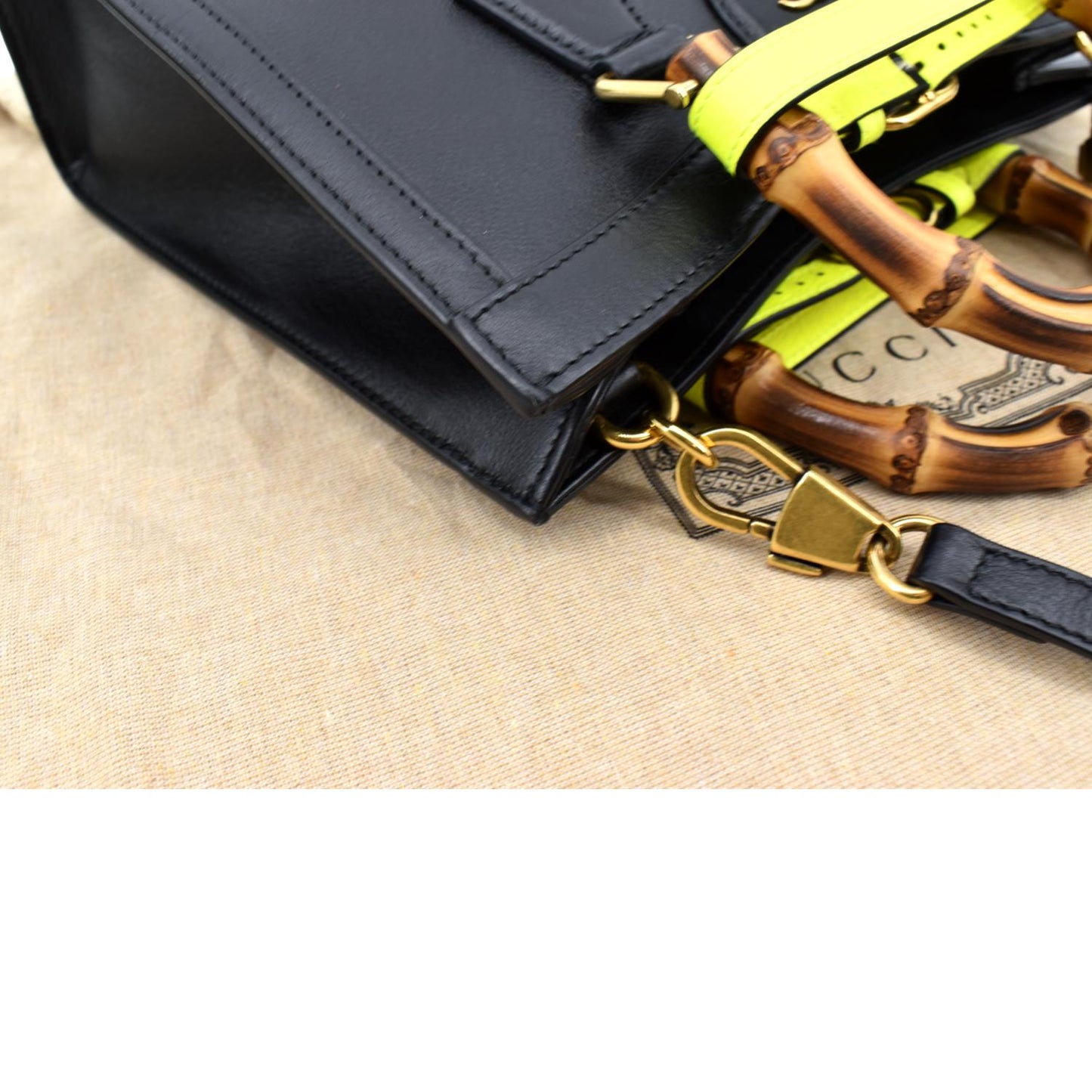 GUCCI Bamboo Diana Small Leather Tote Bag Black 660195