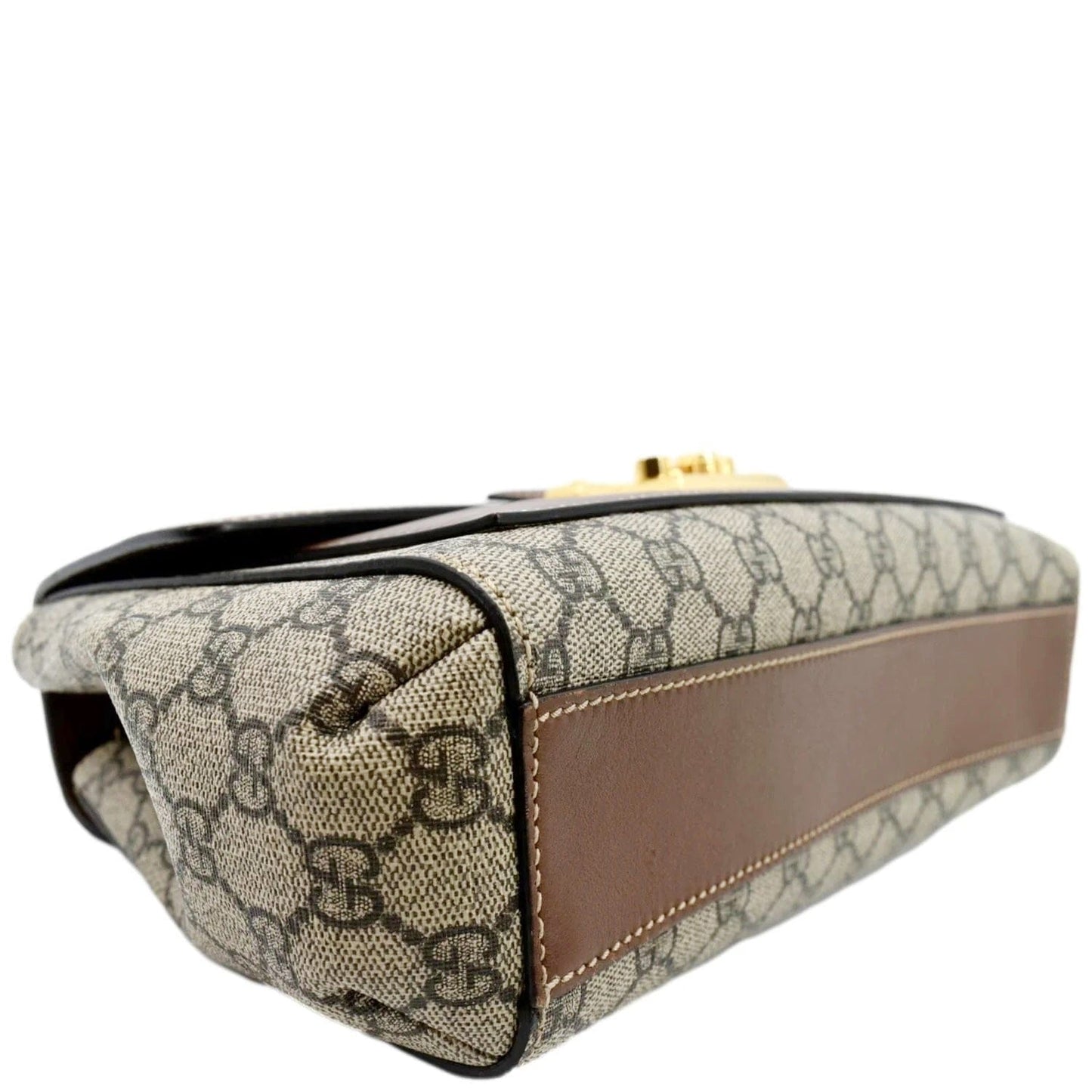 GUCCI Padlock Medium GG Supreme Canvas Shoulder Bag Brown 477530
