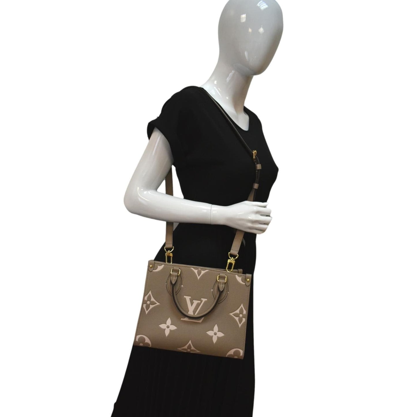 LOUIS VUITTON Onthego PM Bicolor Monogram Empreinte Shoulder Bag Cream - Hot Deals