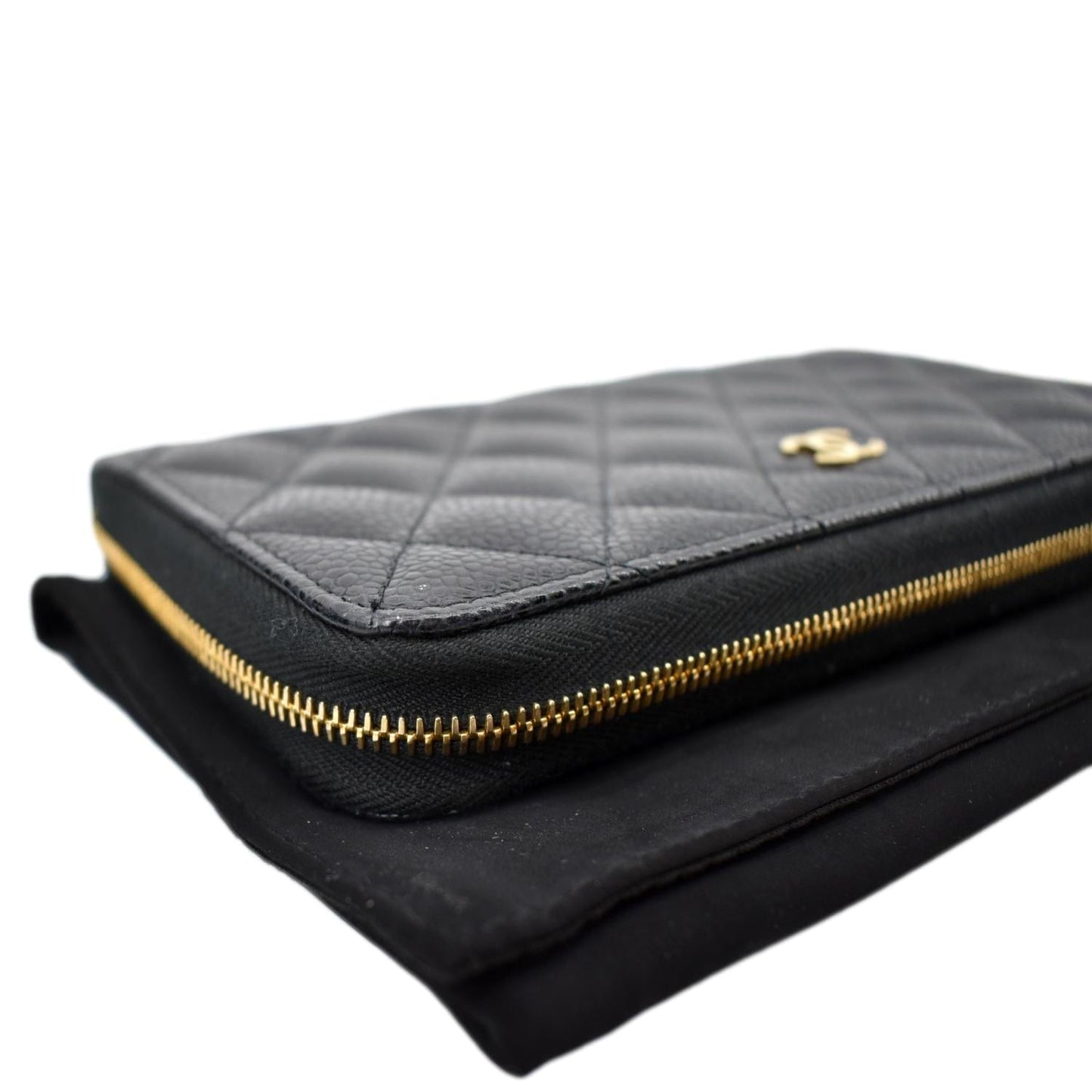 CHANEL Long Zippy Caviar Leather Wallet Black