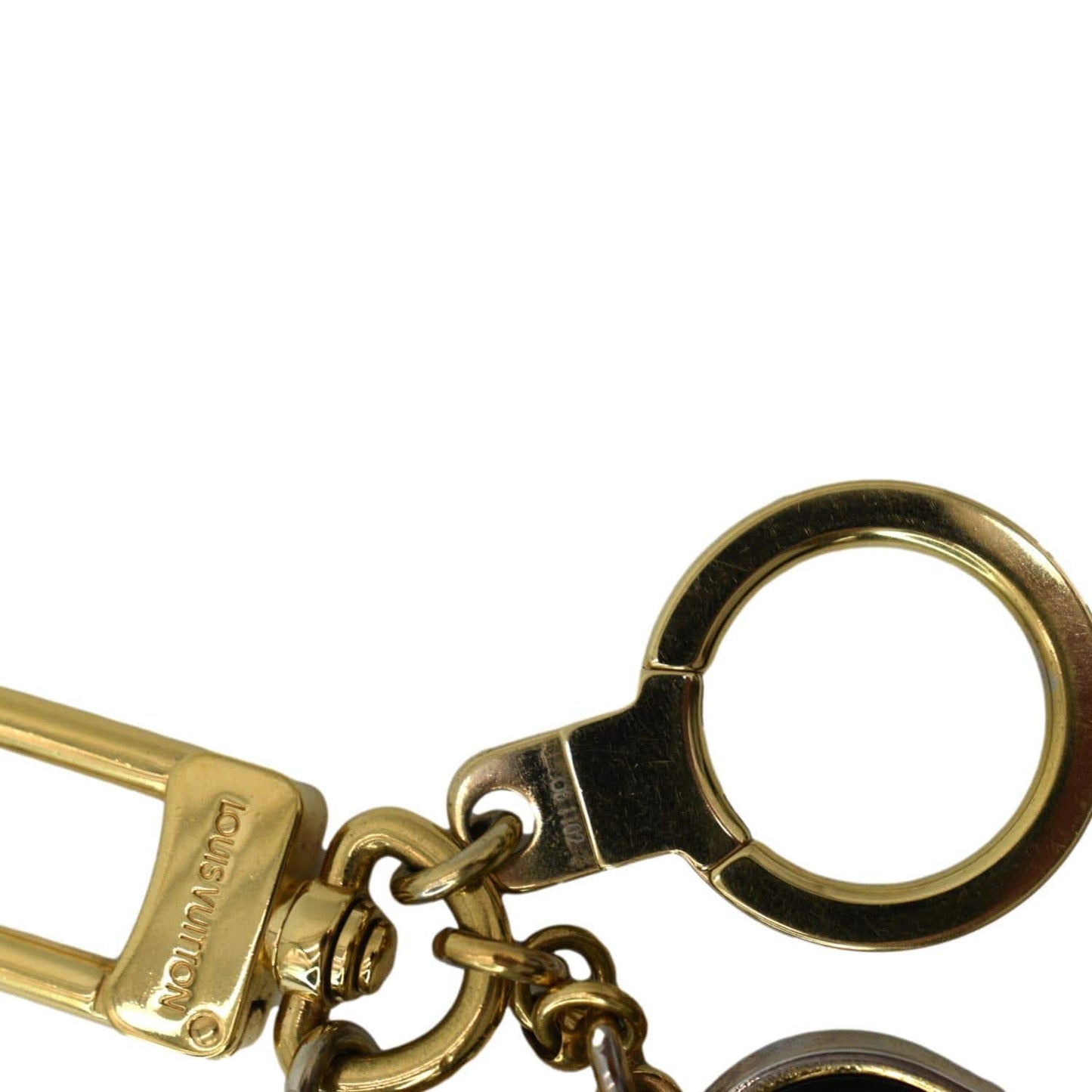 LOUIS VUITTON Resin Lock and Key Monogram Bag Charm Gold