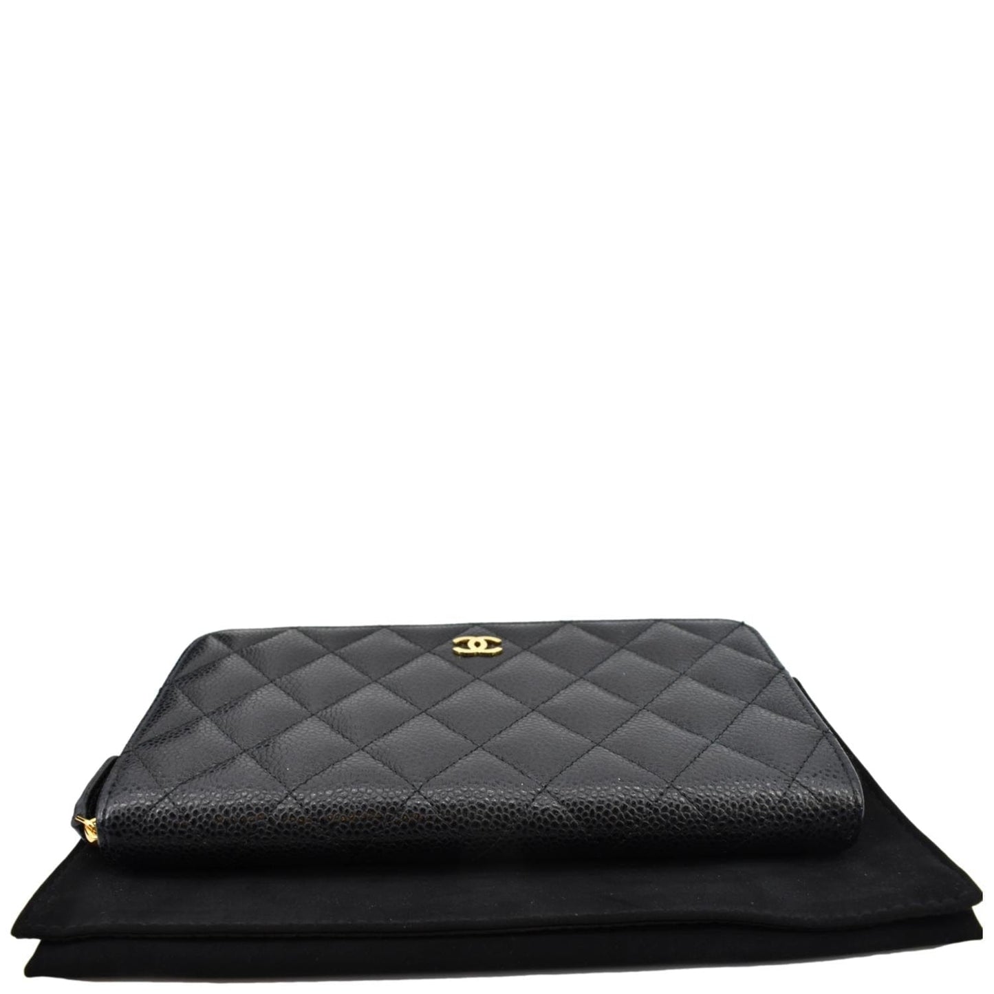 CHANEL Long Zippy Caviar Leather Wallet Black
