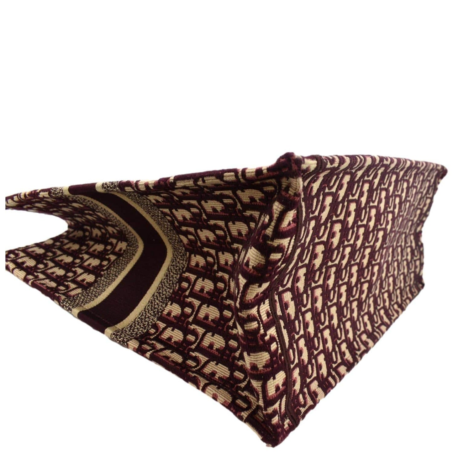 CHRISTIAN DIOR Book Oblique Embroidered Canvas Tote Bag Burgundy - Hot Deals