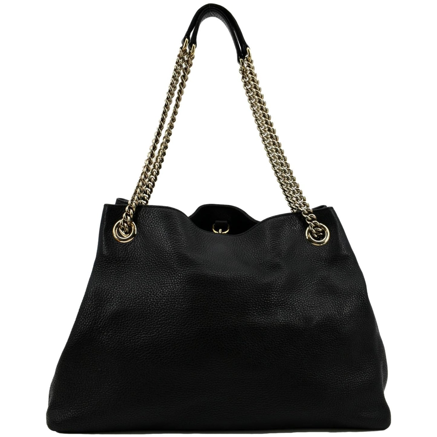 GUCCI Soho Pebbled Leather Chain Shoulder Bag Black 308982