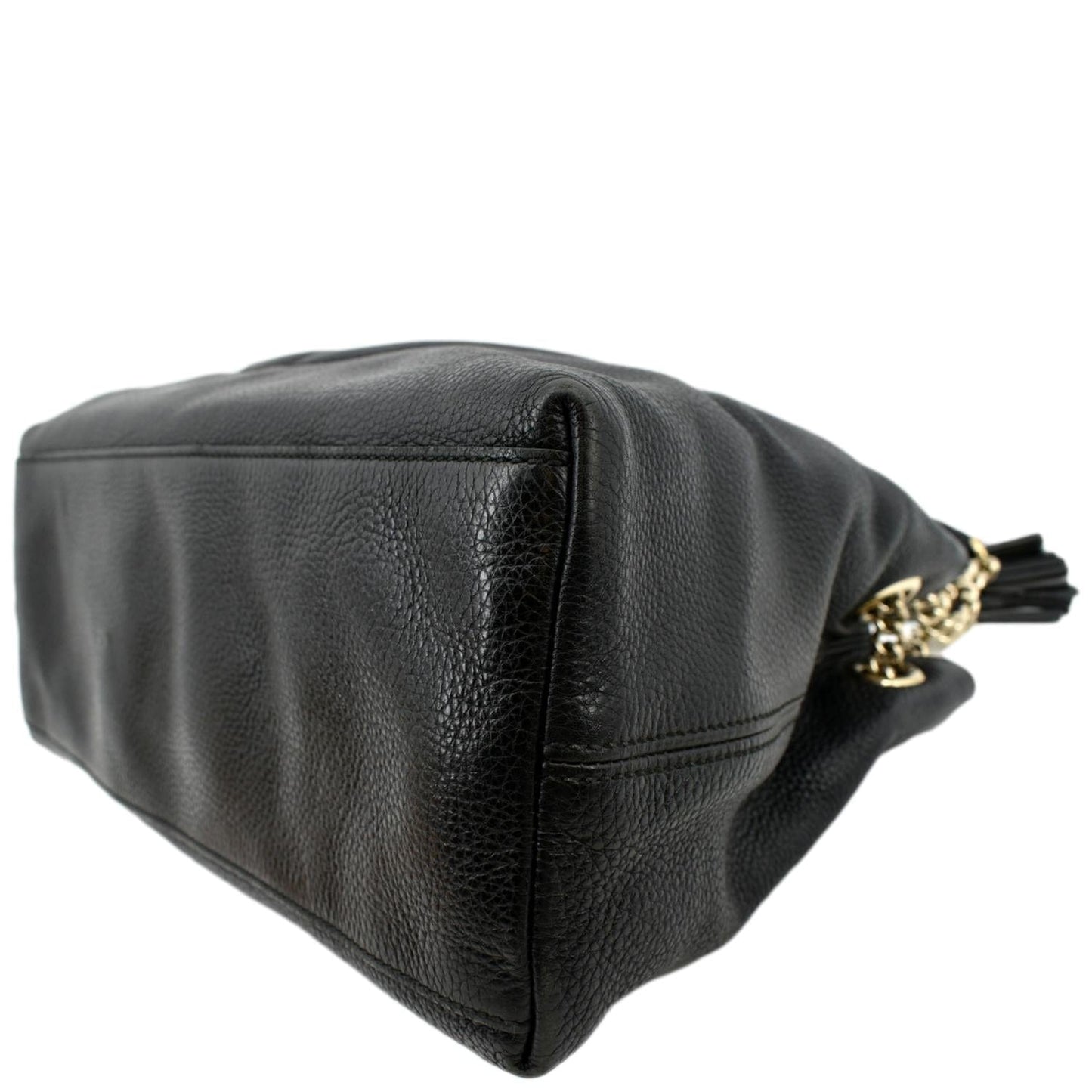 GUCCI Soho Pebbled Leather Chain Shoulder Bag Black 308982