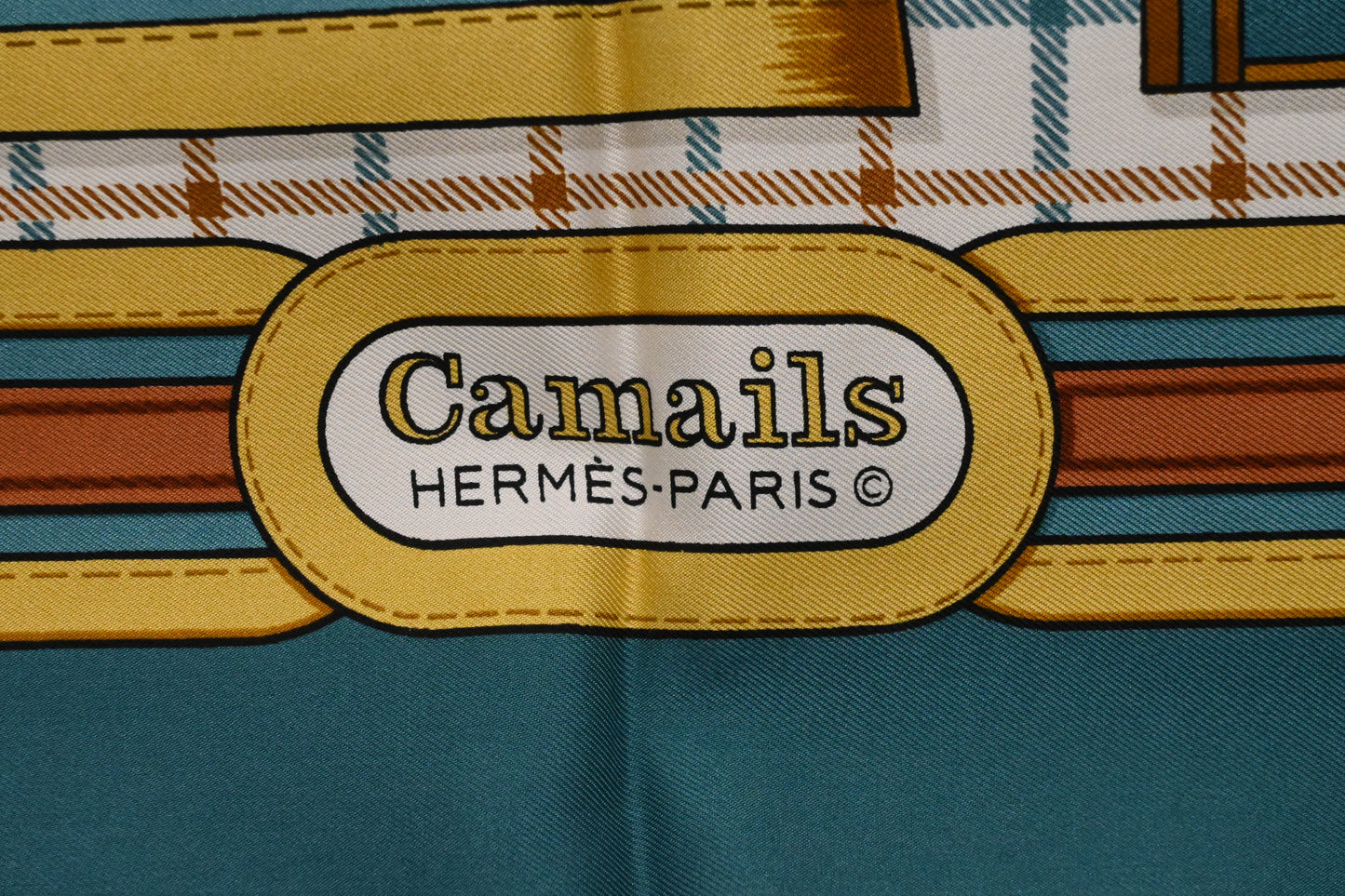 Hermes 'Camails' Carre 90 in Turquoise Silk