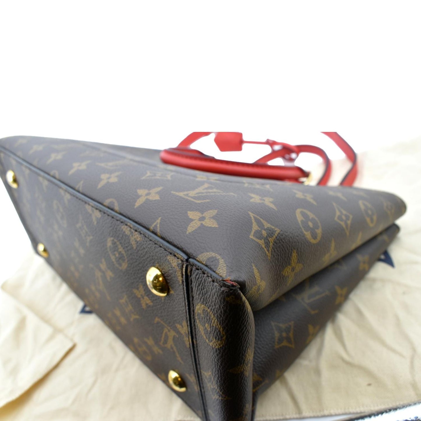 LOUIS VUITTON Flower Monogram Canvas Tote Shoulder Bag Cerise