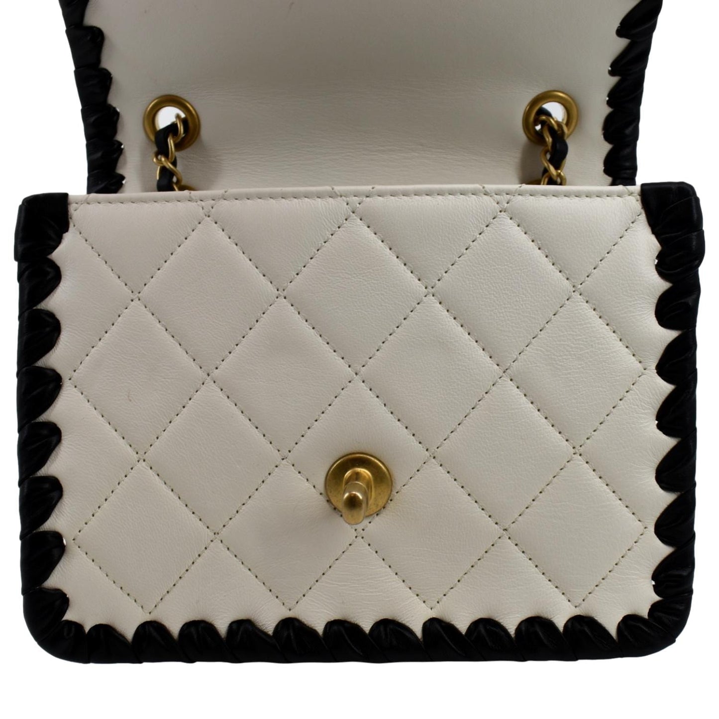 CHANEL Mini My Own Frame Flap Braided Calfskin Shoulder Bag White