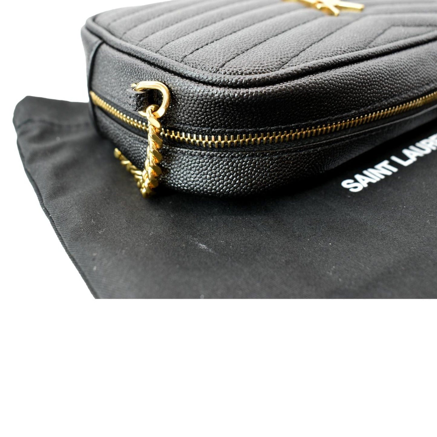 YVES SAINT LAURENT Mini Lou Leather Camera Crossbody Bag Black
