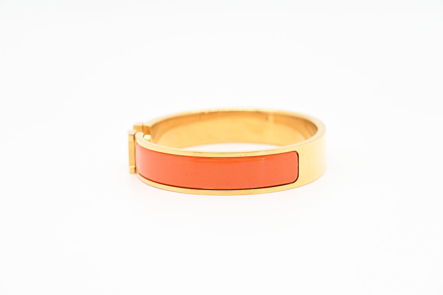 Hermes Clic H Bracelet in Orange Enamel