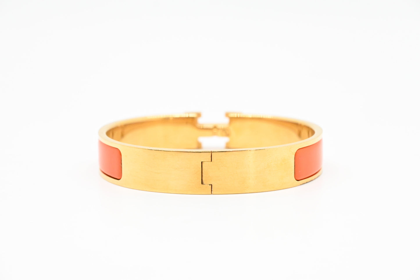 Hermes Clic H Bracelet in Orange Enamel