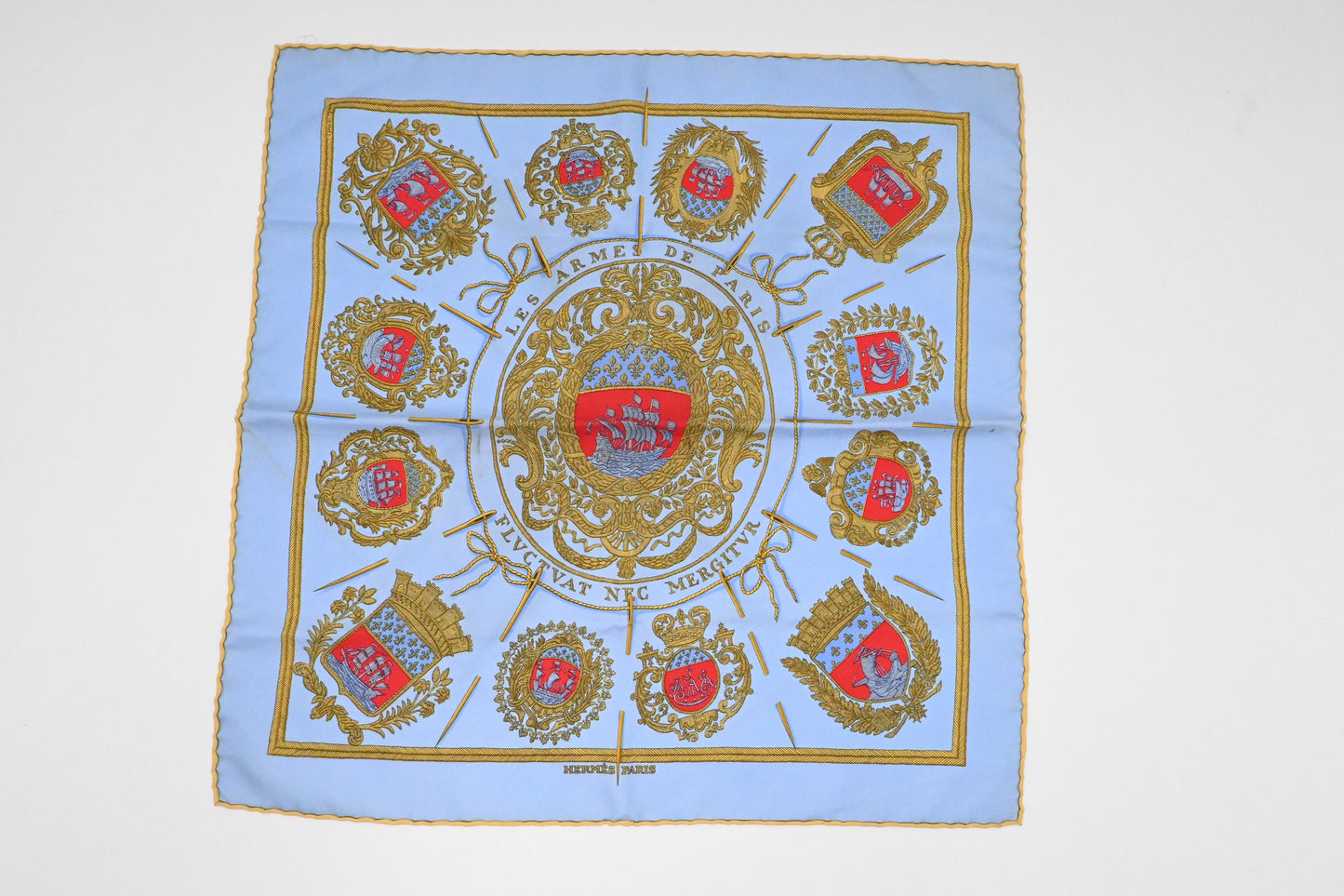 Hermes "Armes De Paris" Gavroche in Blue Silk