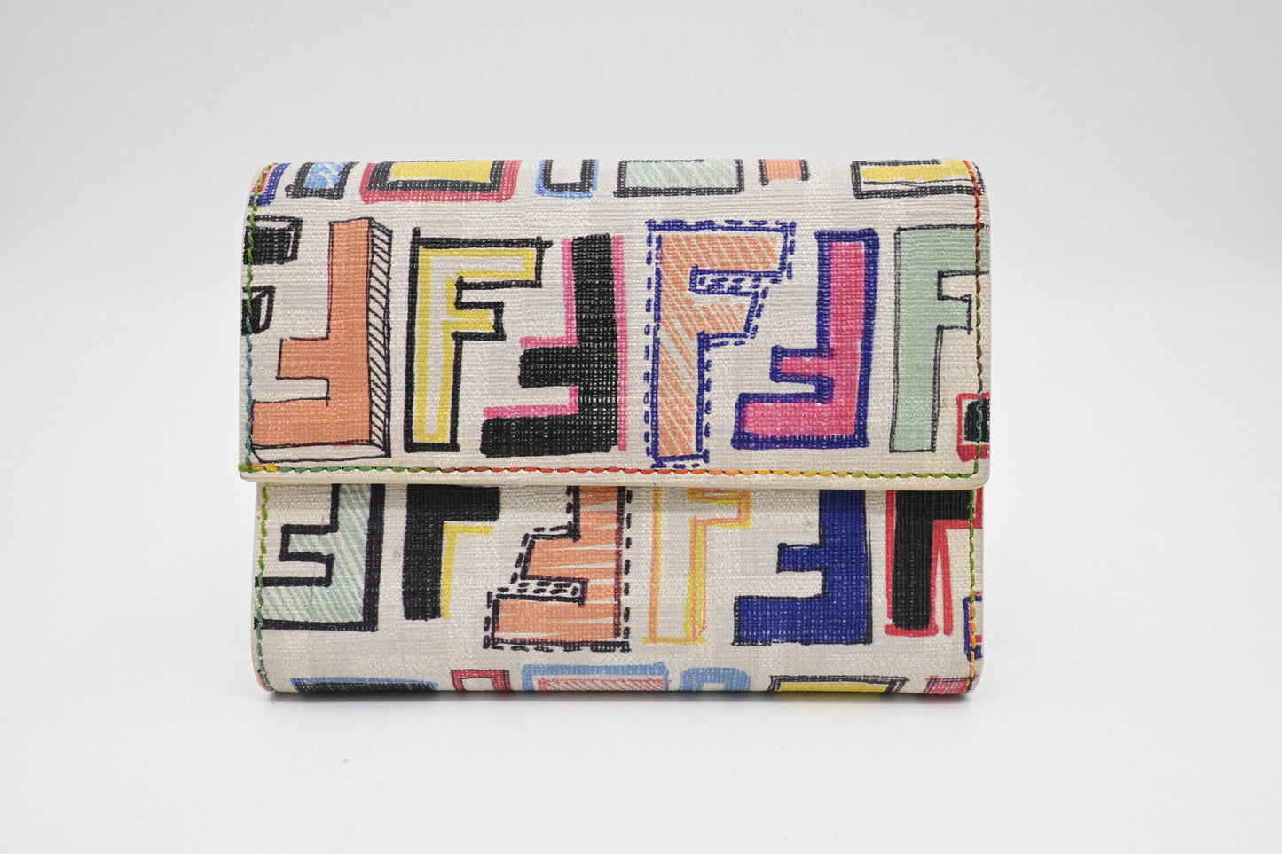 Fendi Compact Wallet in Mutlicolor FF Canvas