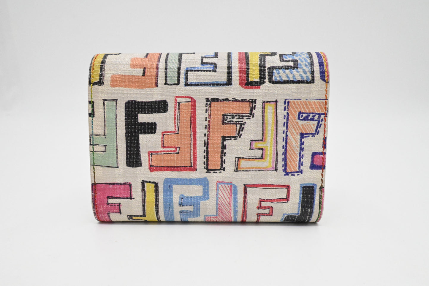 Fendi Compact Wallet in Mutlicolor FF Canvas