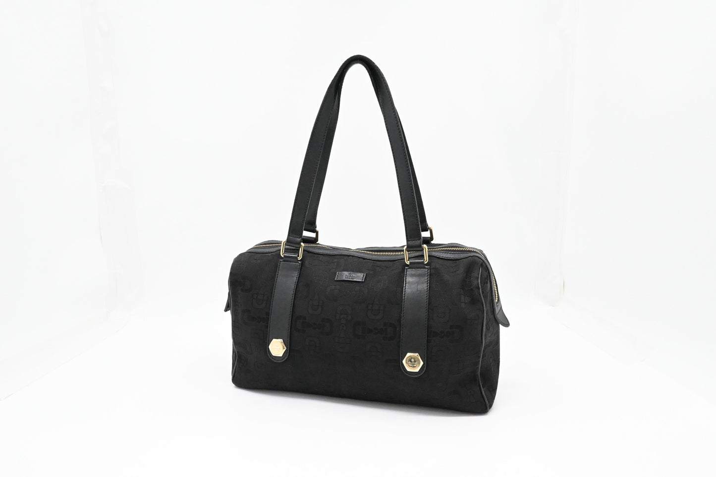 Gucci Shoulder Bag in Black Horsebit Canvas
