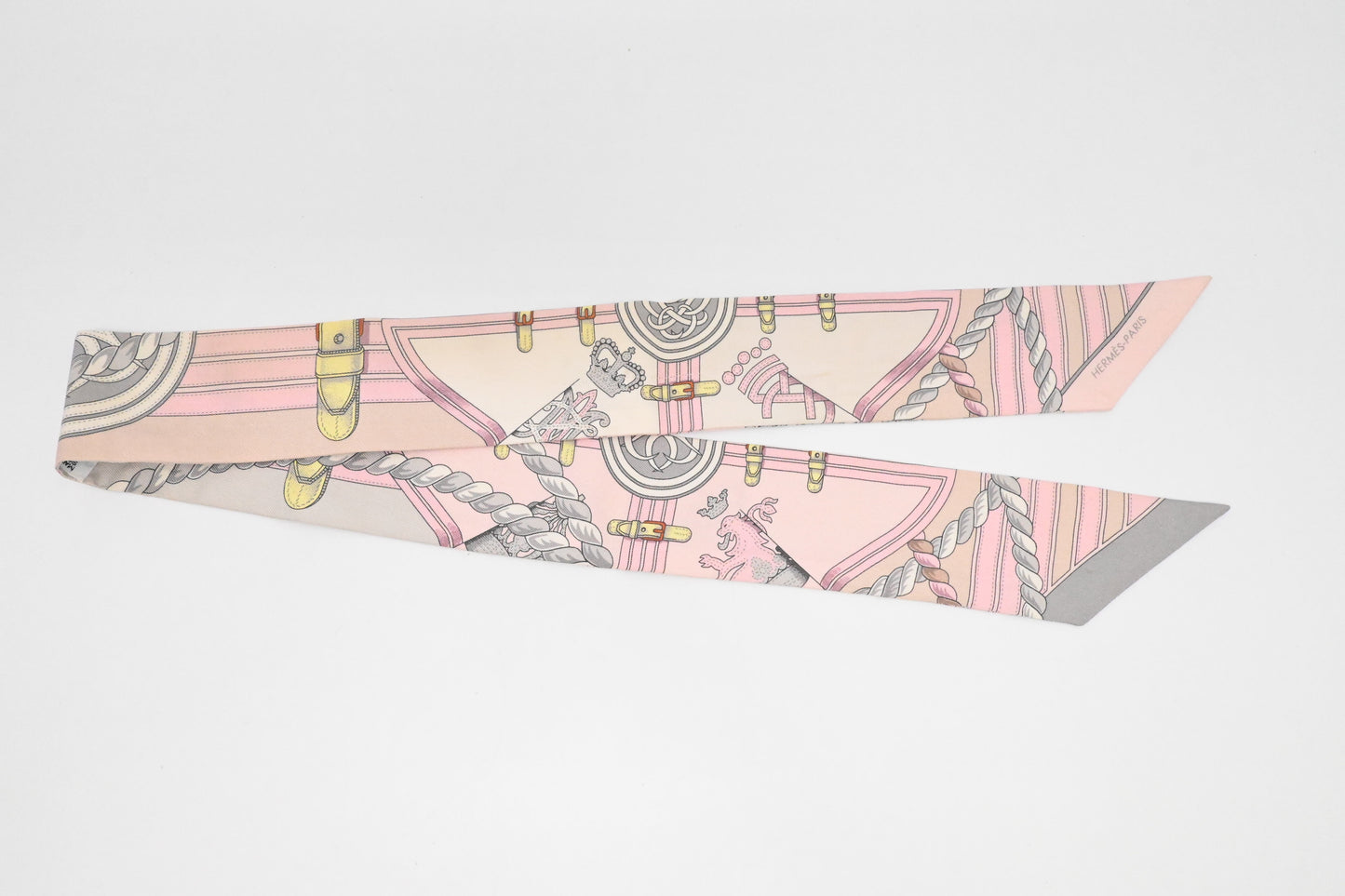 Hermes 'Grande Tenue' Twilly in Pink Silk