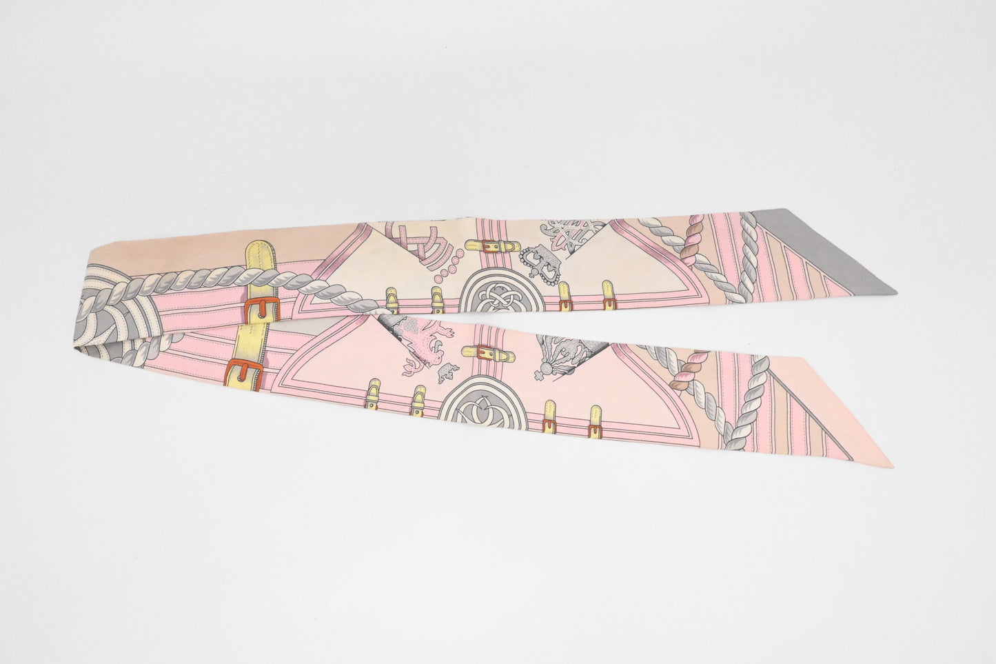 Hermes 'Grande Tenue' Twilly in Pink Silk