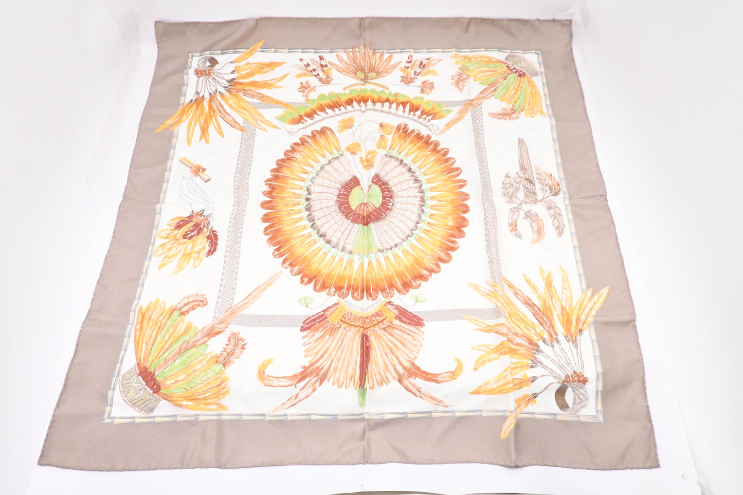 Hermes 'Brazil' Carre 90 in Gray Silk