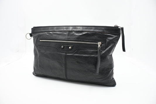 Balenciaga City Clutch in Black Leather