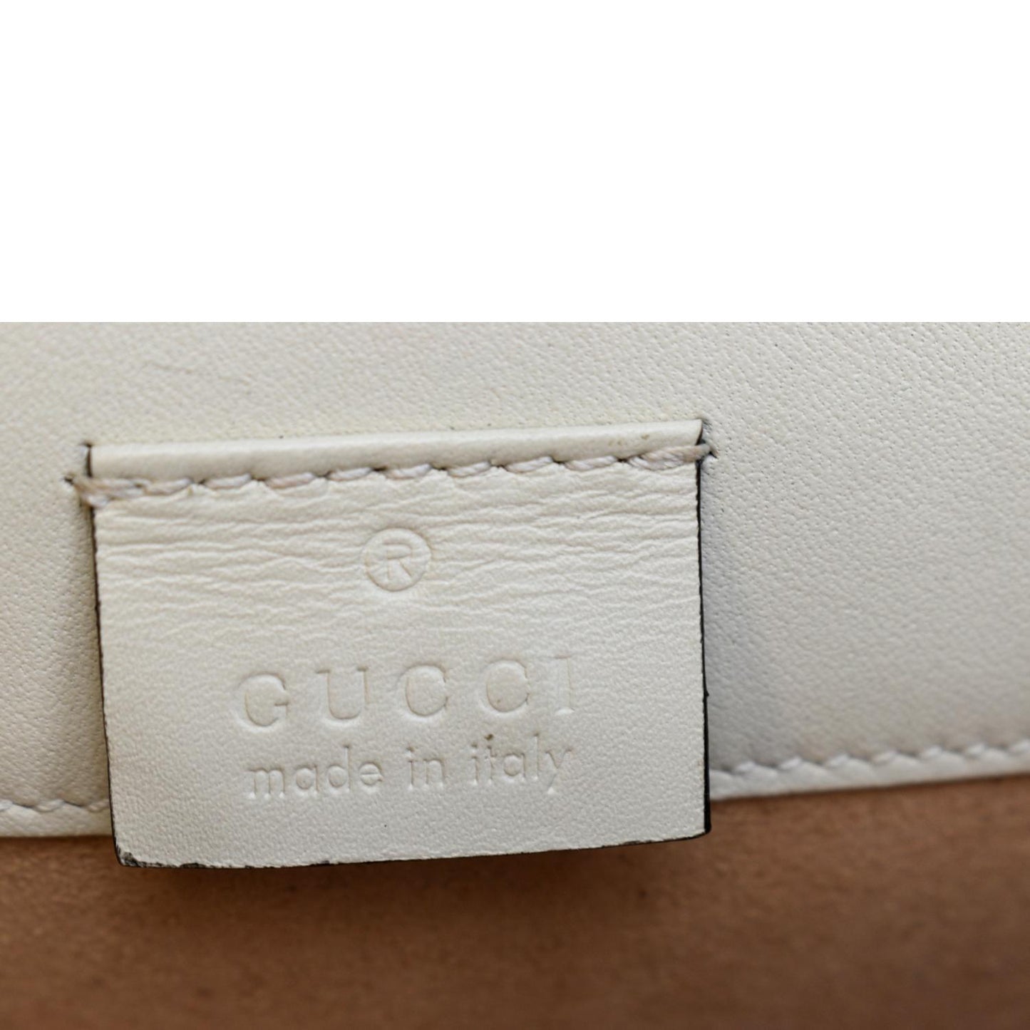GUCCI Sylvie Super Mini Leather Crossbody Bag White 494646