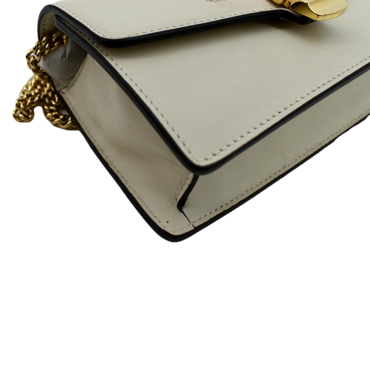 GUCCI Sylvie Super Mini Leather Crossbody Bag White 494646