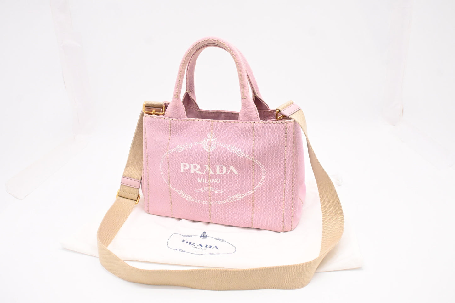 Prada Small Canapa in Pink Canvas