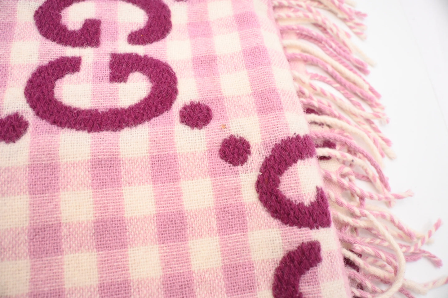 Gucci Scarf in Pink Checked Wool
