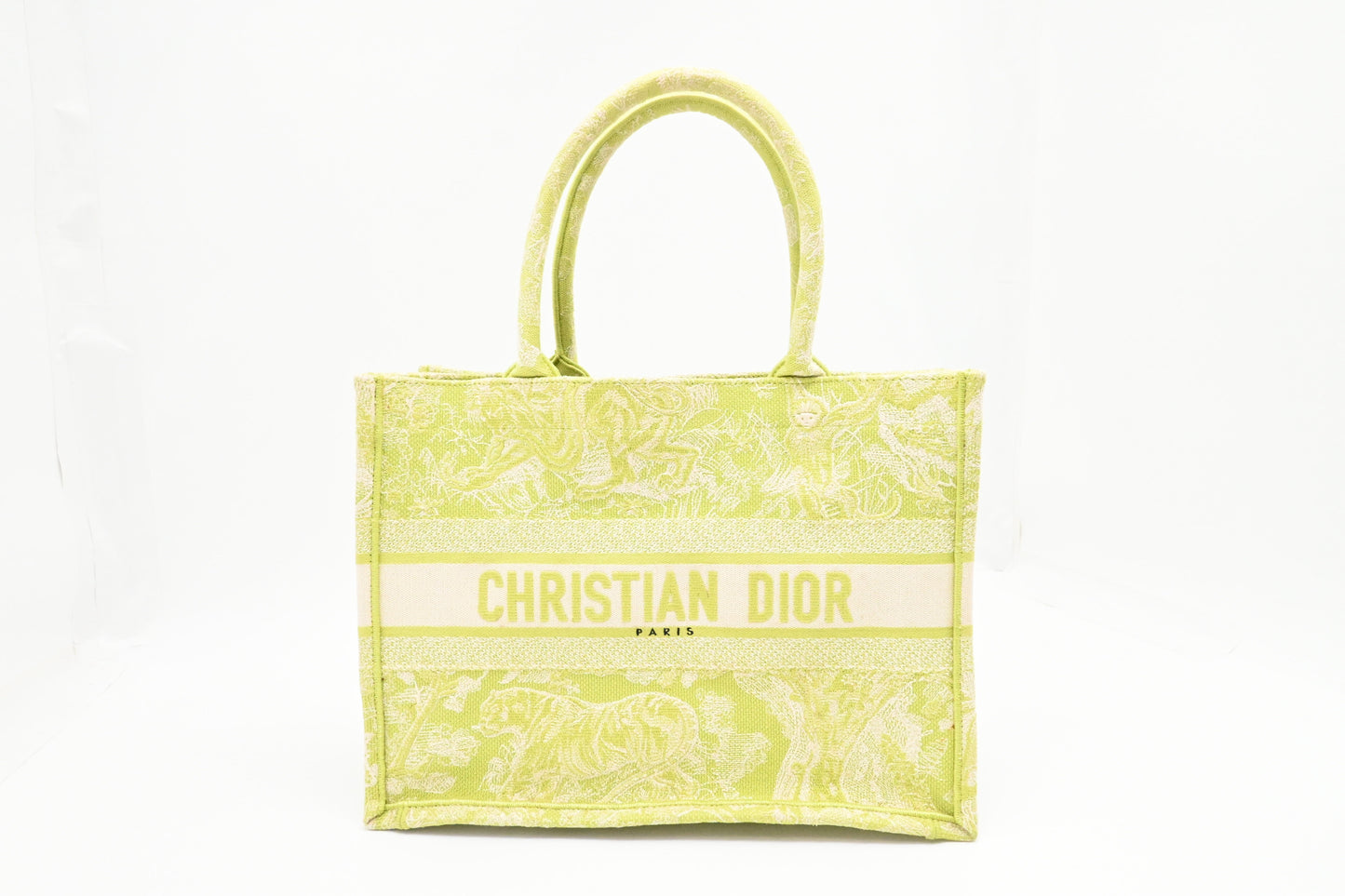 Dior Medium Book Tote in Green Toile de Jouy Sauvage Embroidery