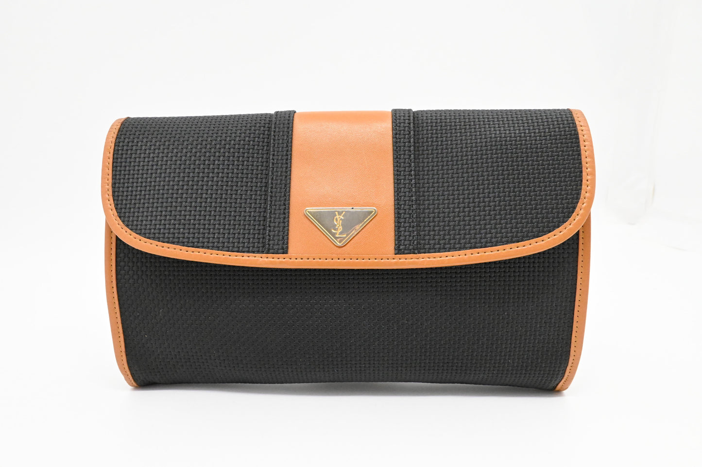 YSL Saint Laurent Clutch in Dark Gray Coated Canvas